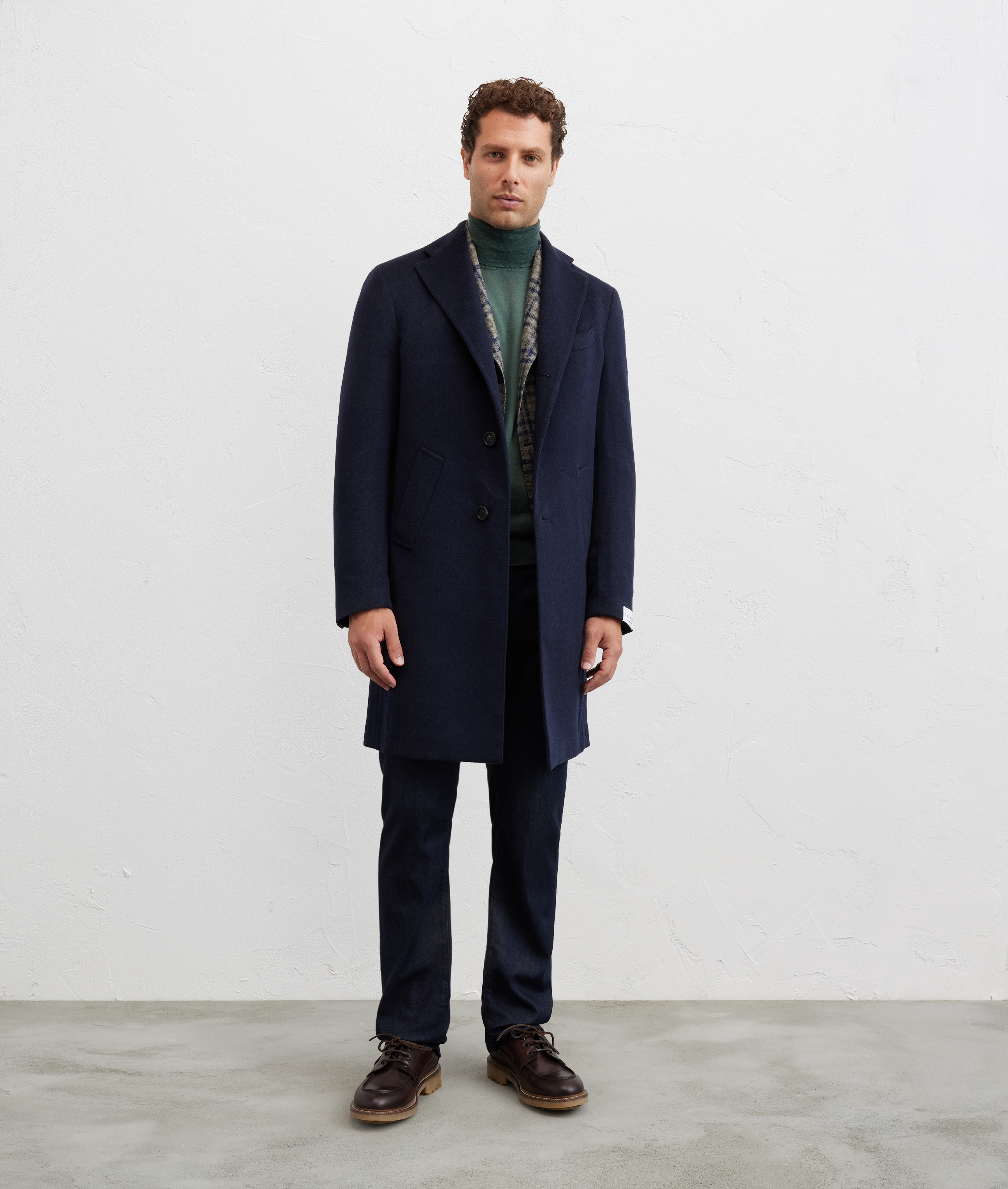 navy blue single breasted regular fit coat in virgin wool 170 Pal