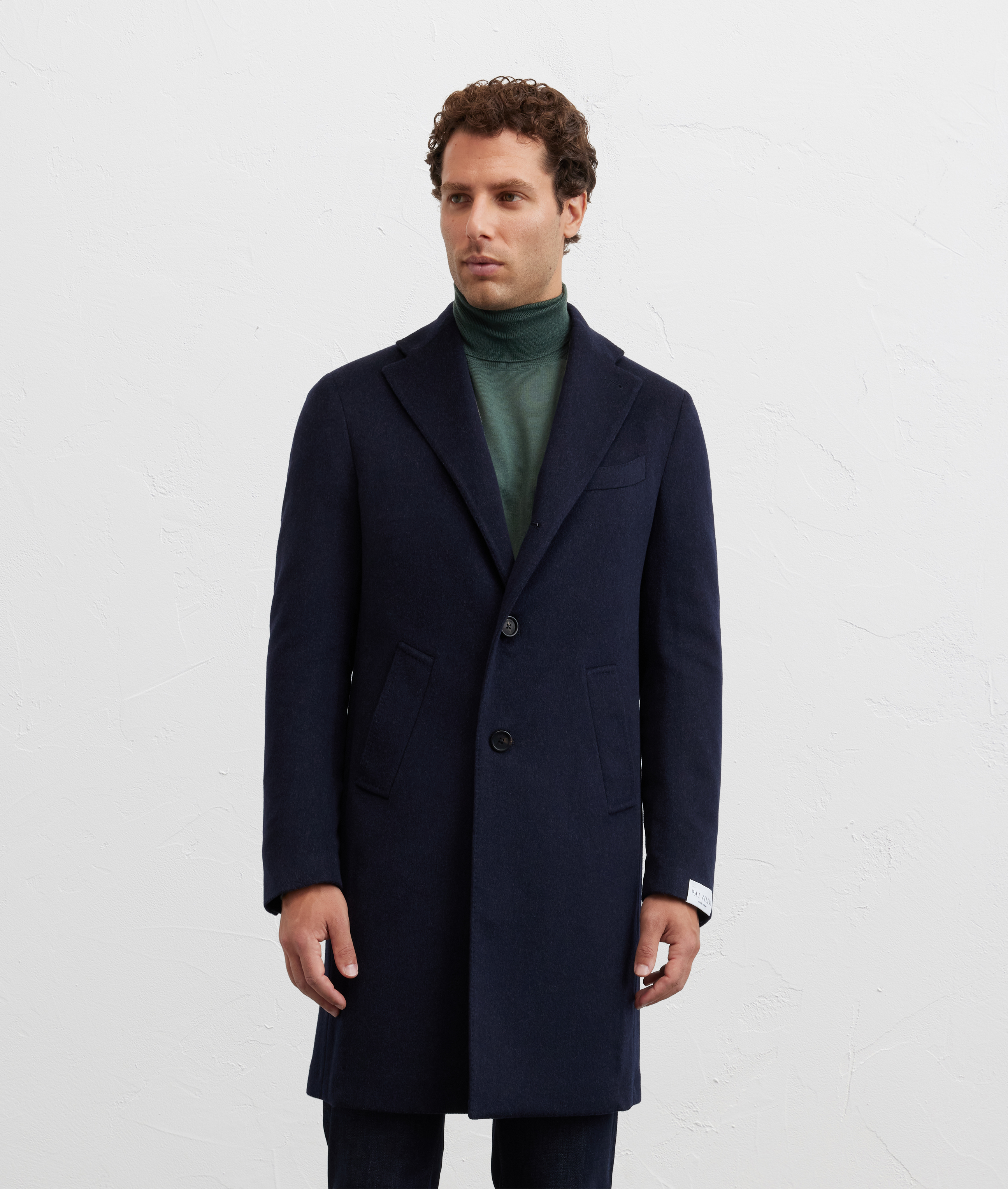 ノブ様ご対応中PAL ZILERI パルジレリ イタリア製 紺 ロングコート48 navy blue single breasted regular fit coat in virgin wool 170 Pal
