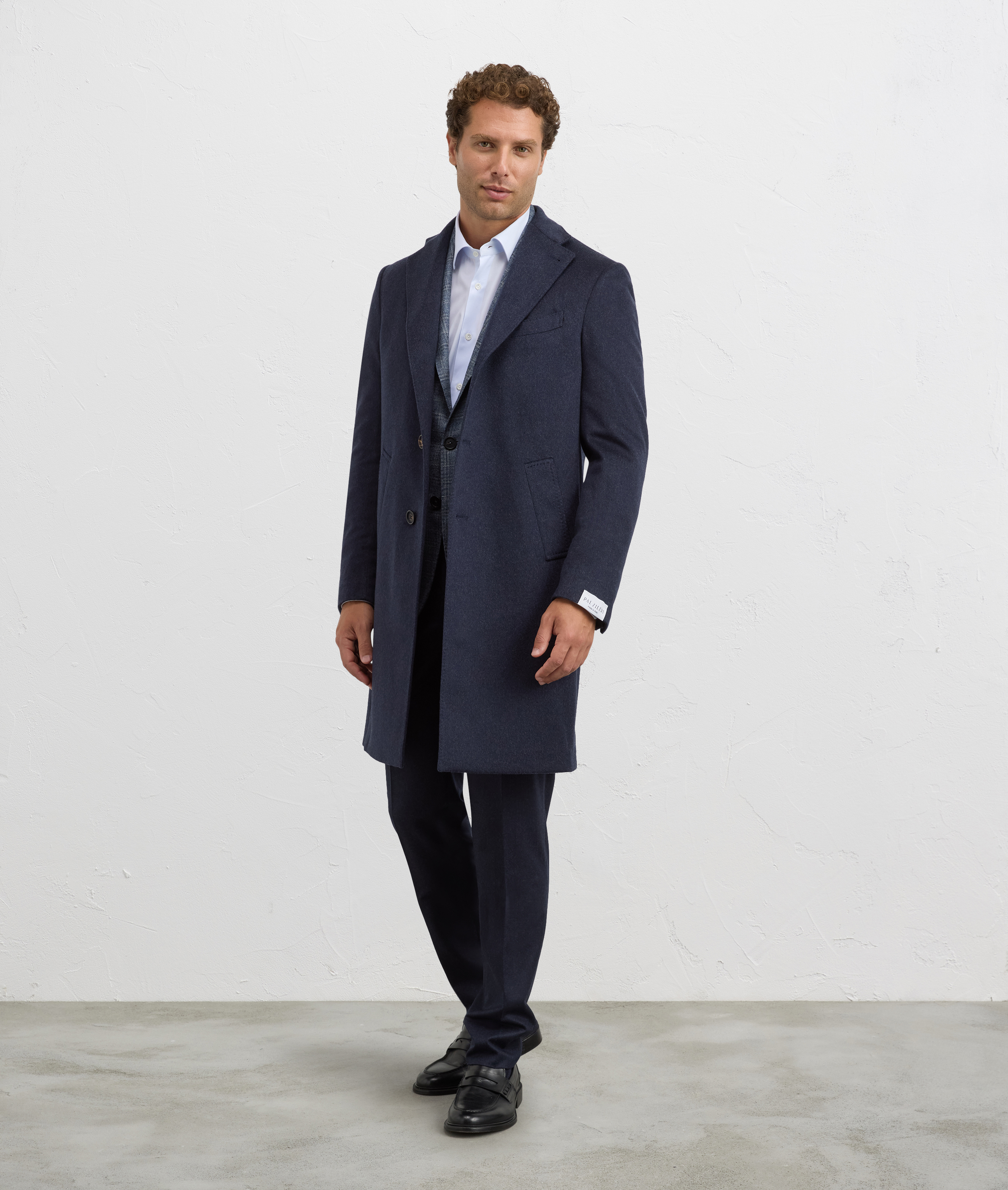 navy blue cashmere single breasted regular fit coat Pal Zileri