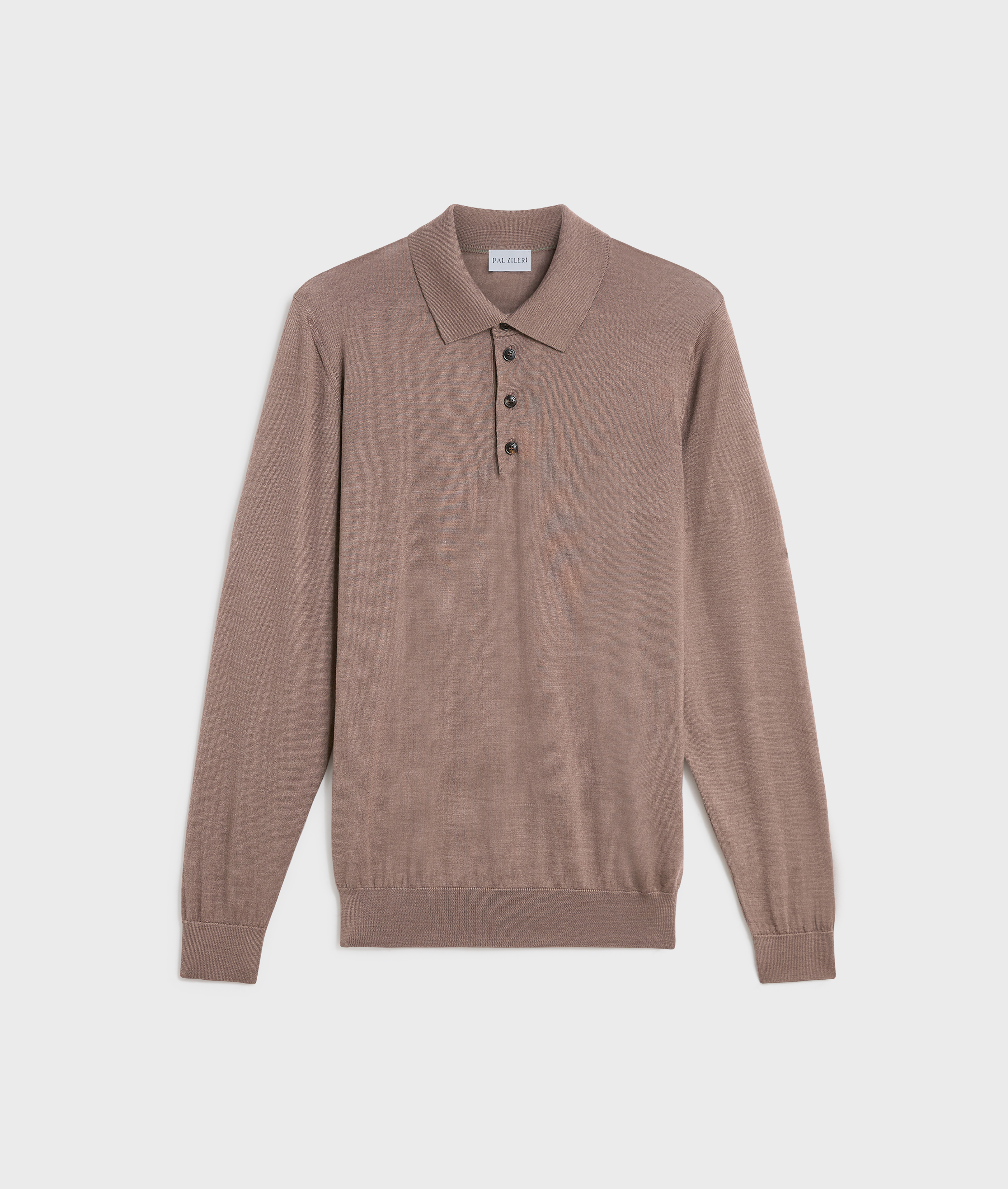 light brown silk and wool regular fit long sleeve polo Pal Zileri