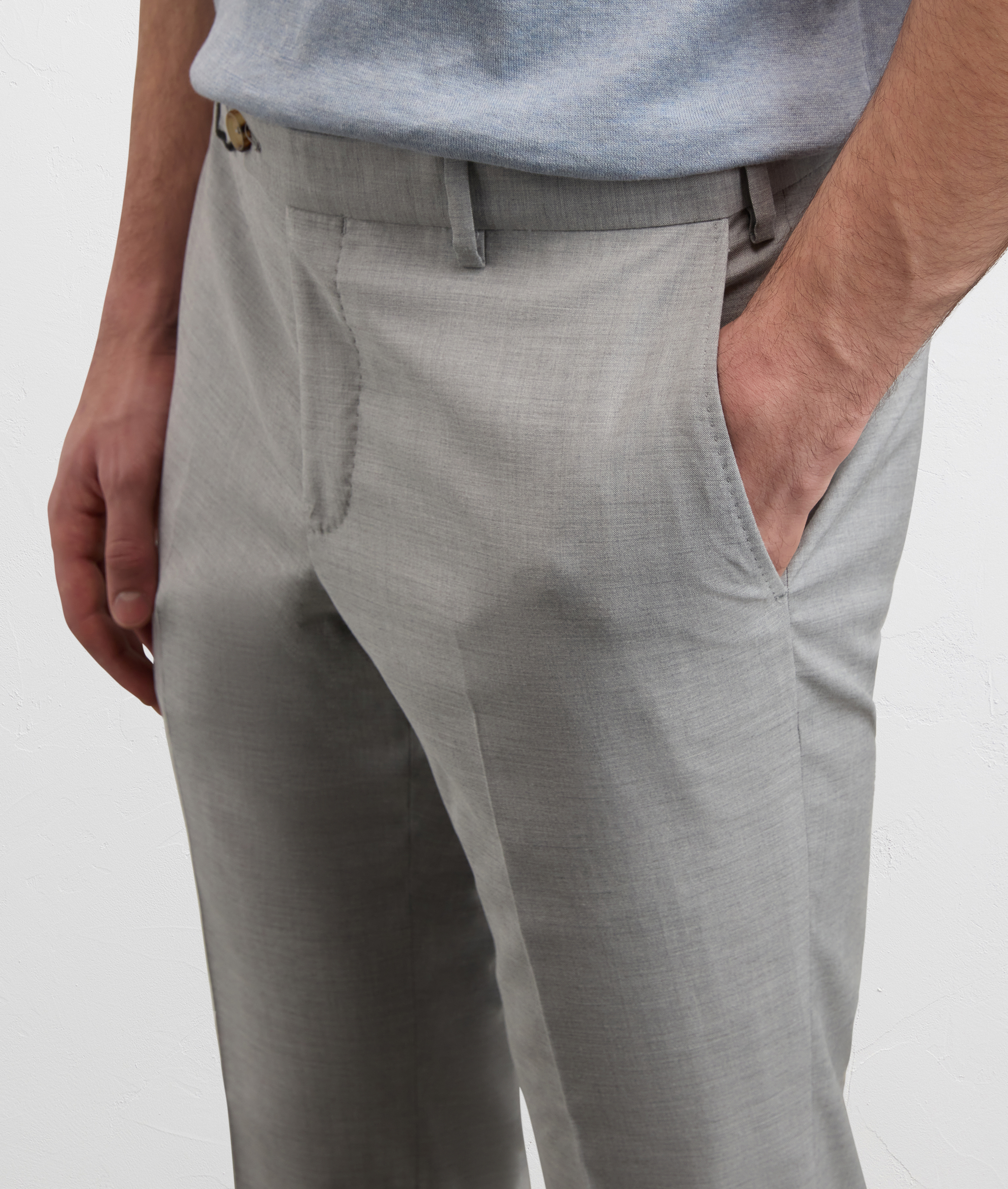 light grey stretch wool viscose and elastane trousers Pal Zileri