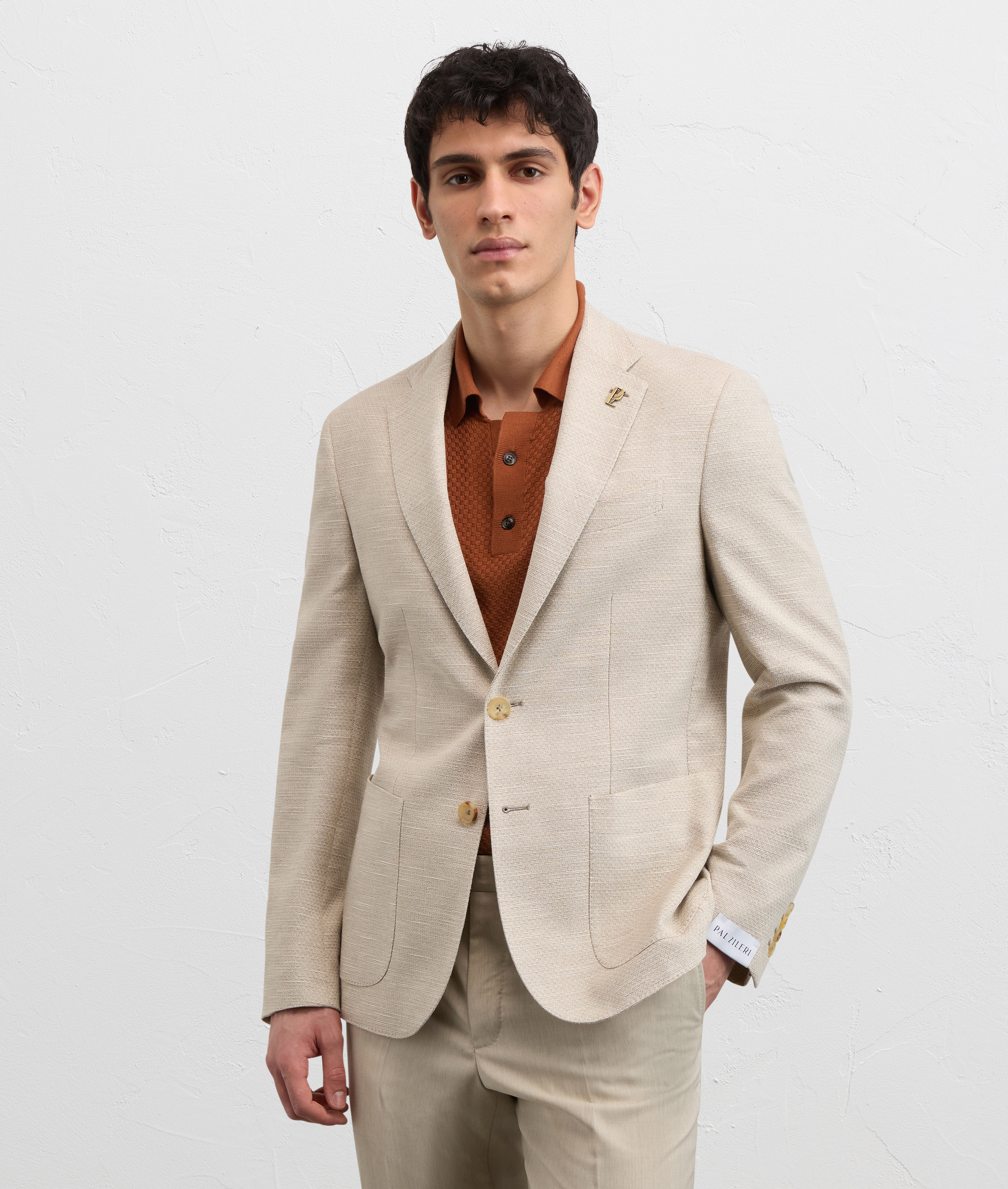 natural micro effect mixed cotton unlined jacket Pal Zileri | Shop