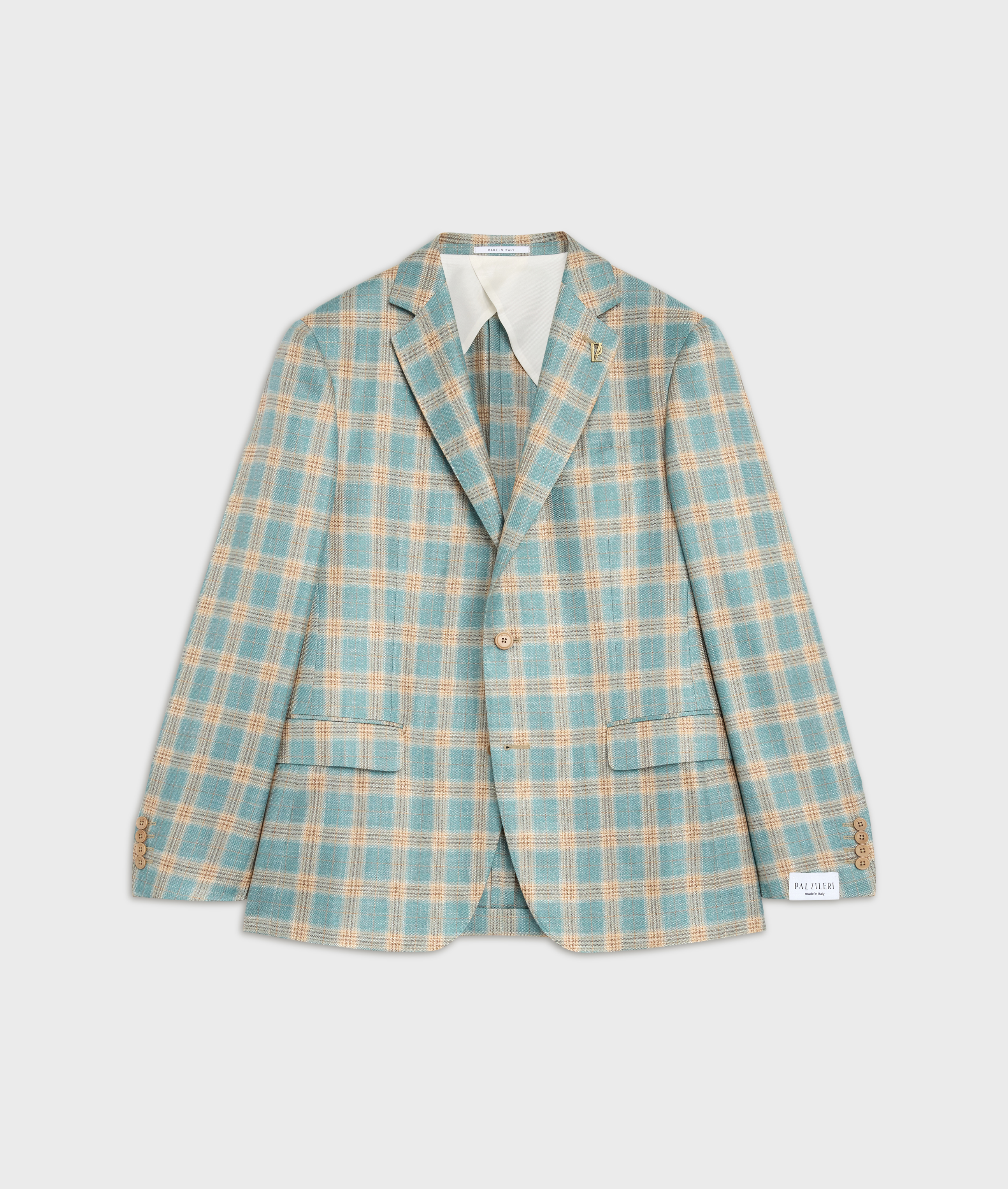 【極希少】PAL ZILERI イタリア製 ヴィンテージ テーラードジャケット single breasted jacket in pure viscose in teal blue Pal Zileri