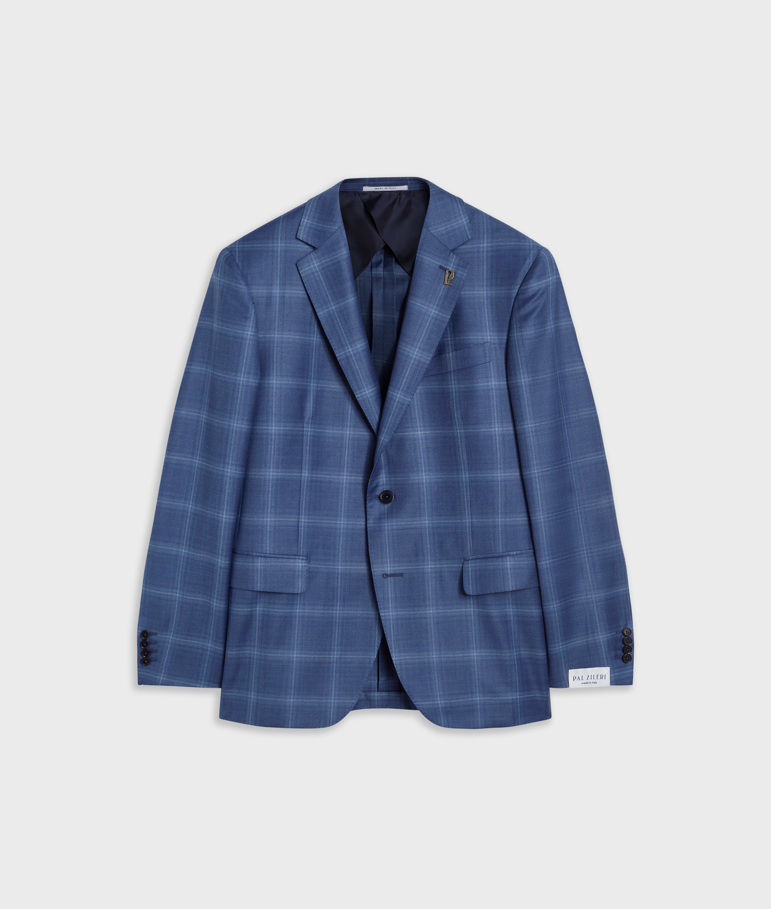 blue checked virgin wool vicenza line half lined jacket Pal Zileri