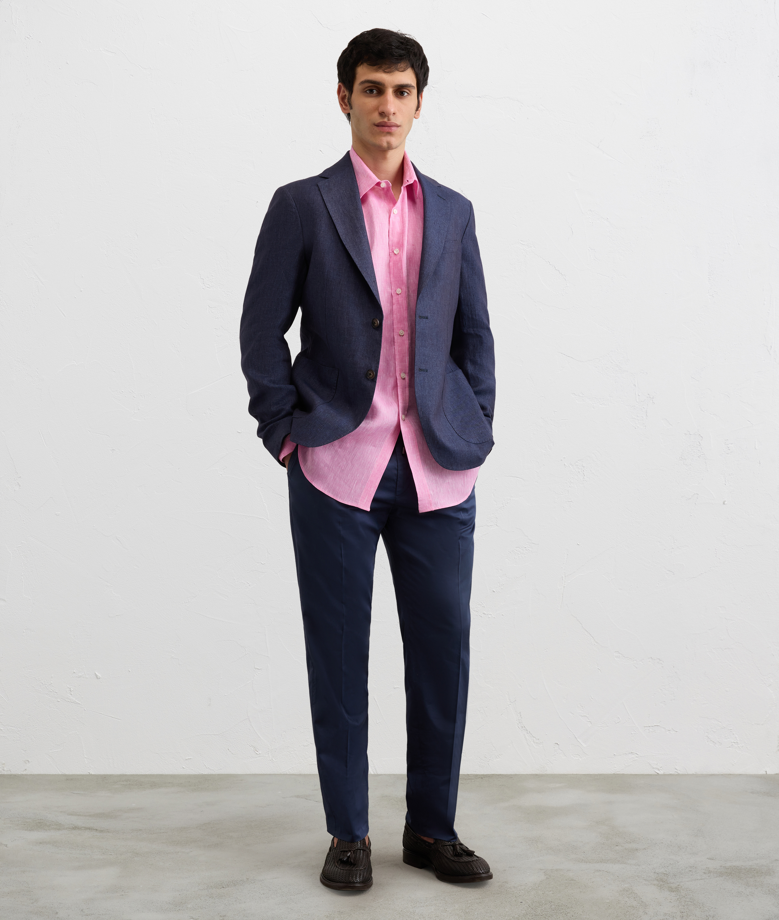 navy blue unlined linen jacket Pal Zileri | Shop Online