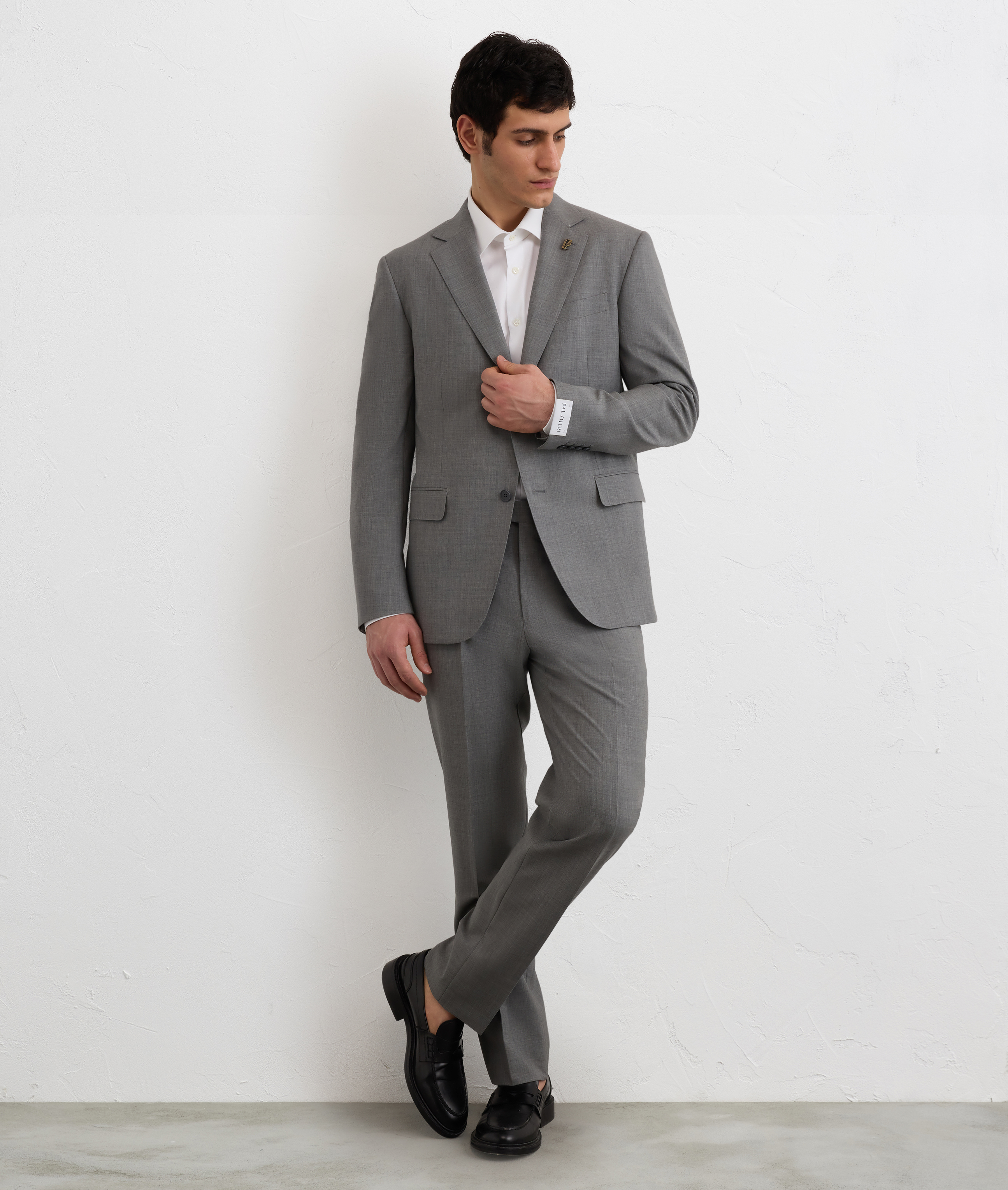 T/W Saxony Single Breasted Jacket　GRAY　Ｍ single breasted jacket in grey wool and elastane Pal Zileri | Shop