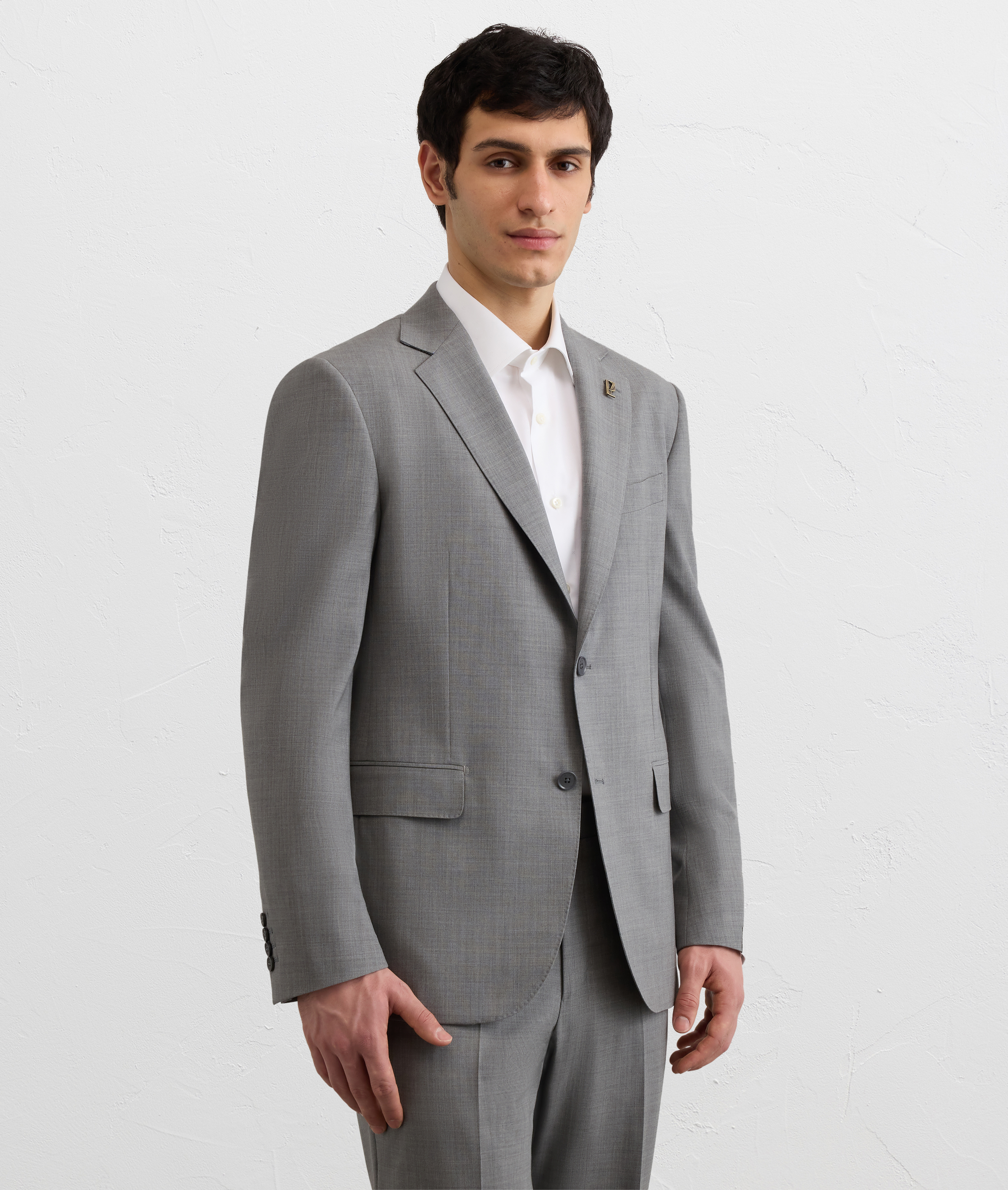 single breasted jacket in grey wool and elastane Pal Zileri | Shop