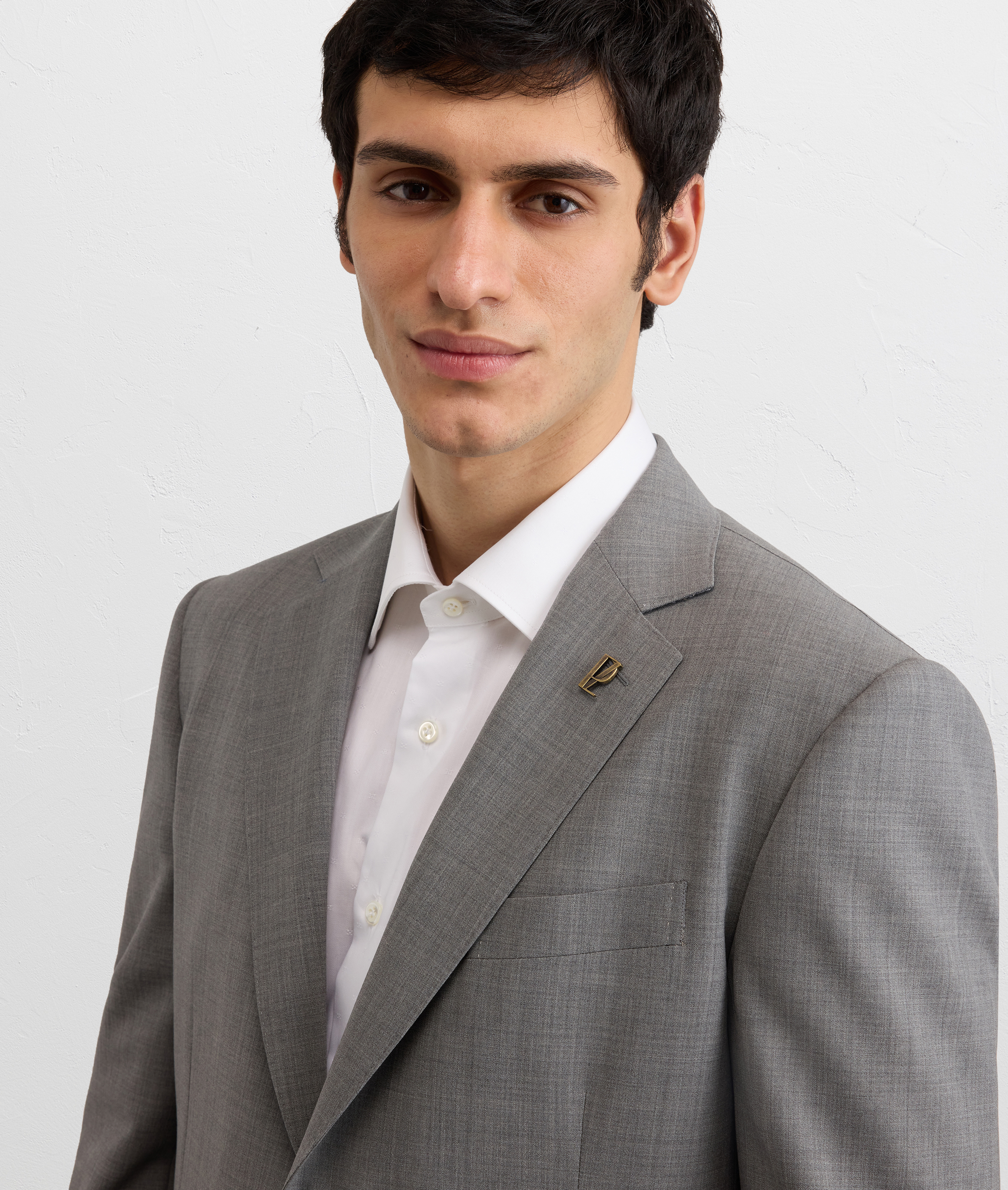 single breasted jacket in grey wool and elastane Pal Zileri | Shop