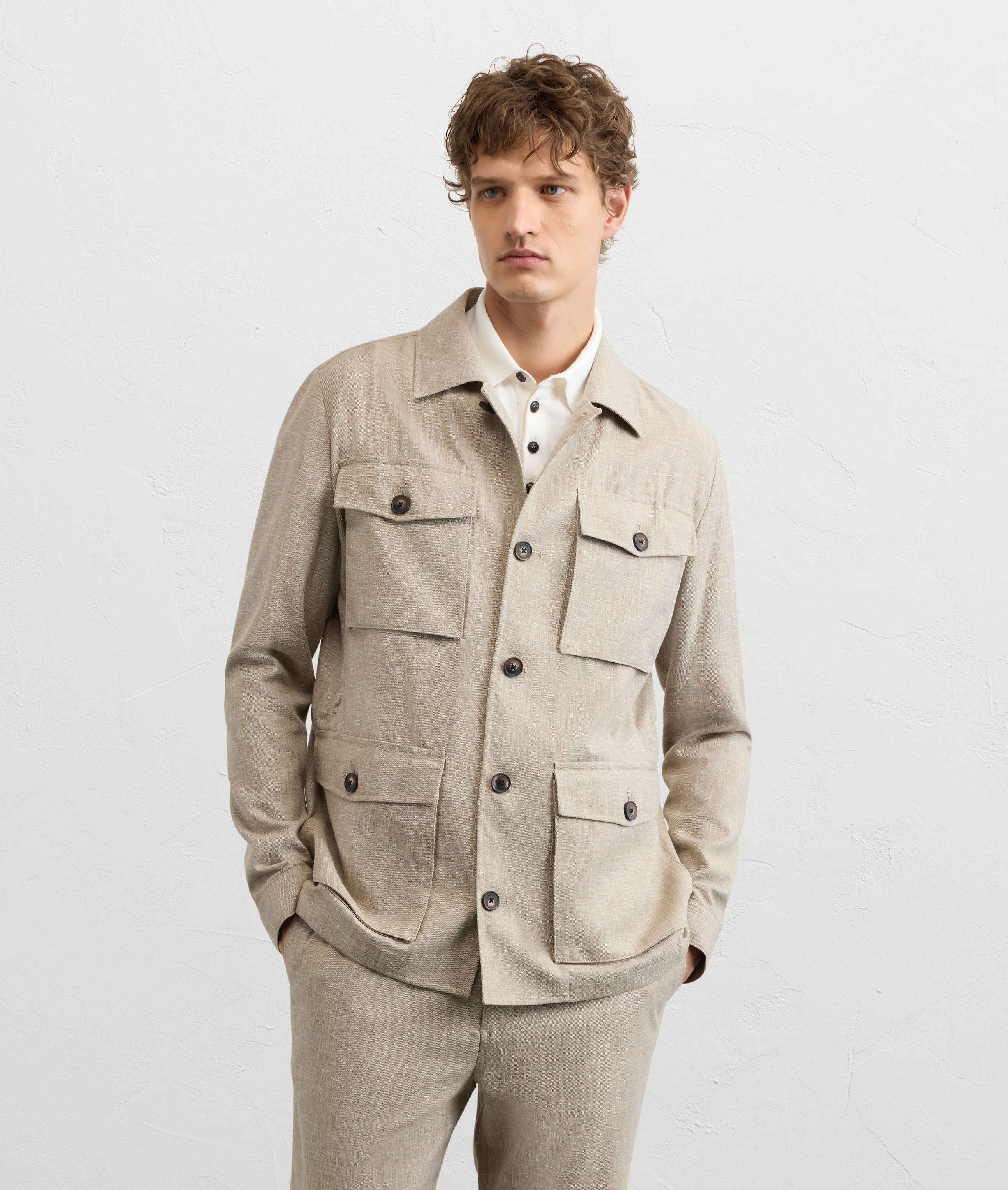 light brown viscose field jacket Pal Zileri | Shop Online