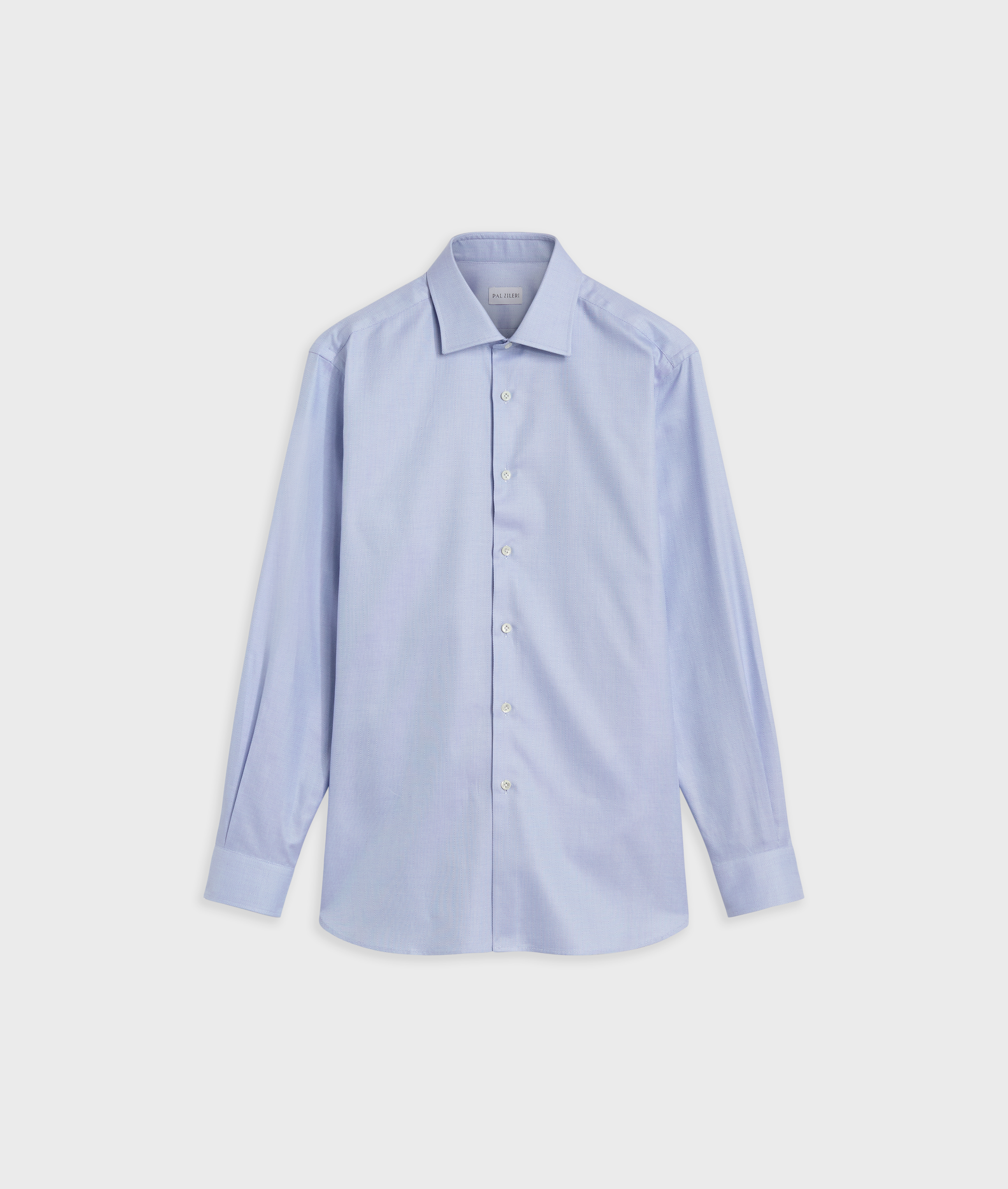 light blue cotton jacquard shirt with milano collar and standard