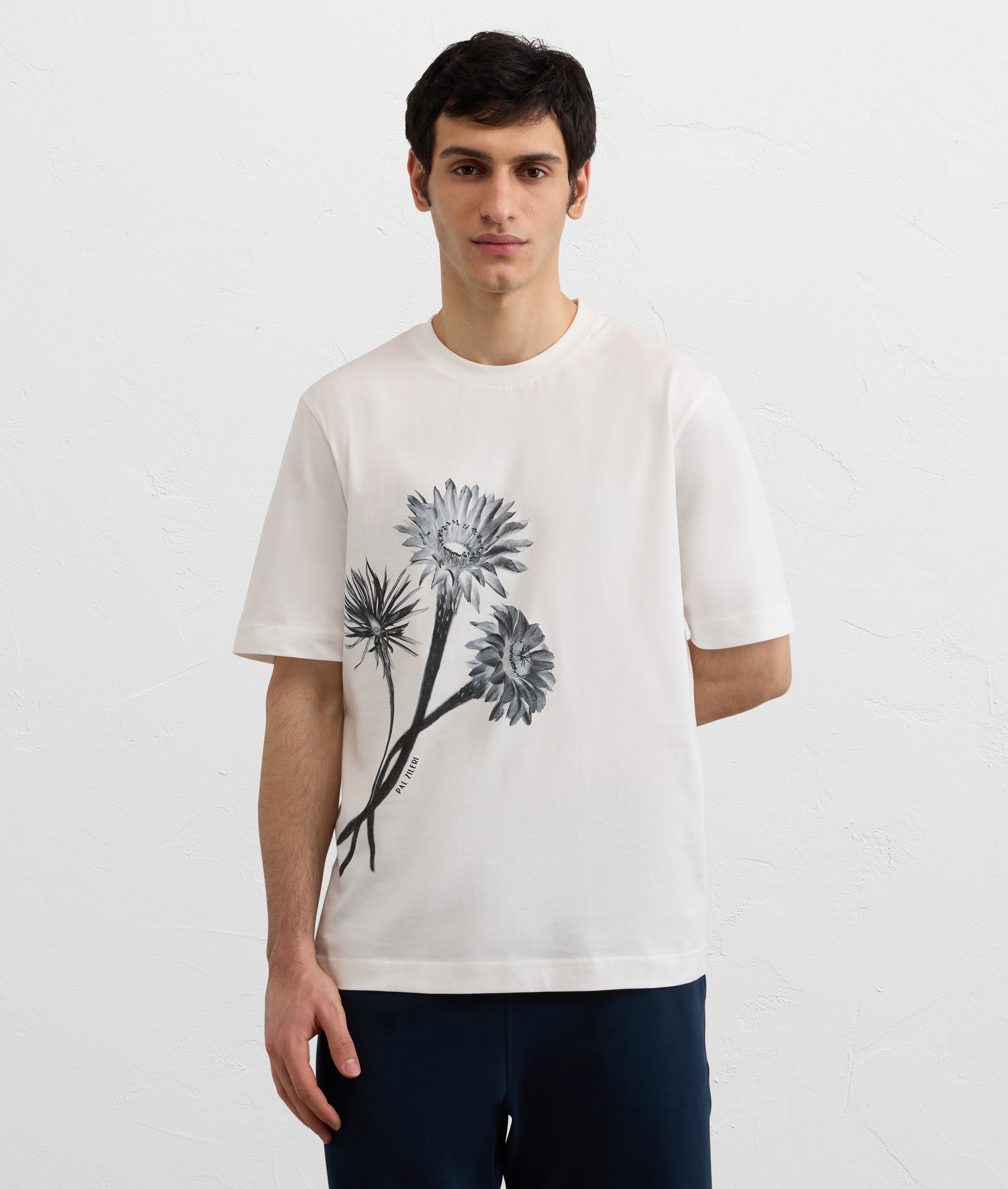 white printed cotton t shirt Pal Zileri | Shop Online
