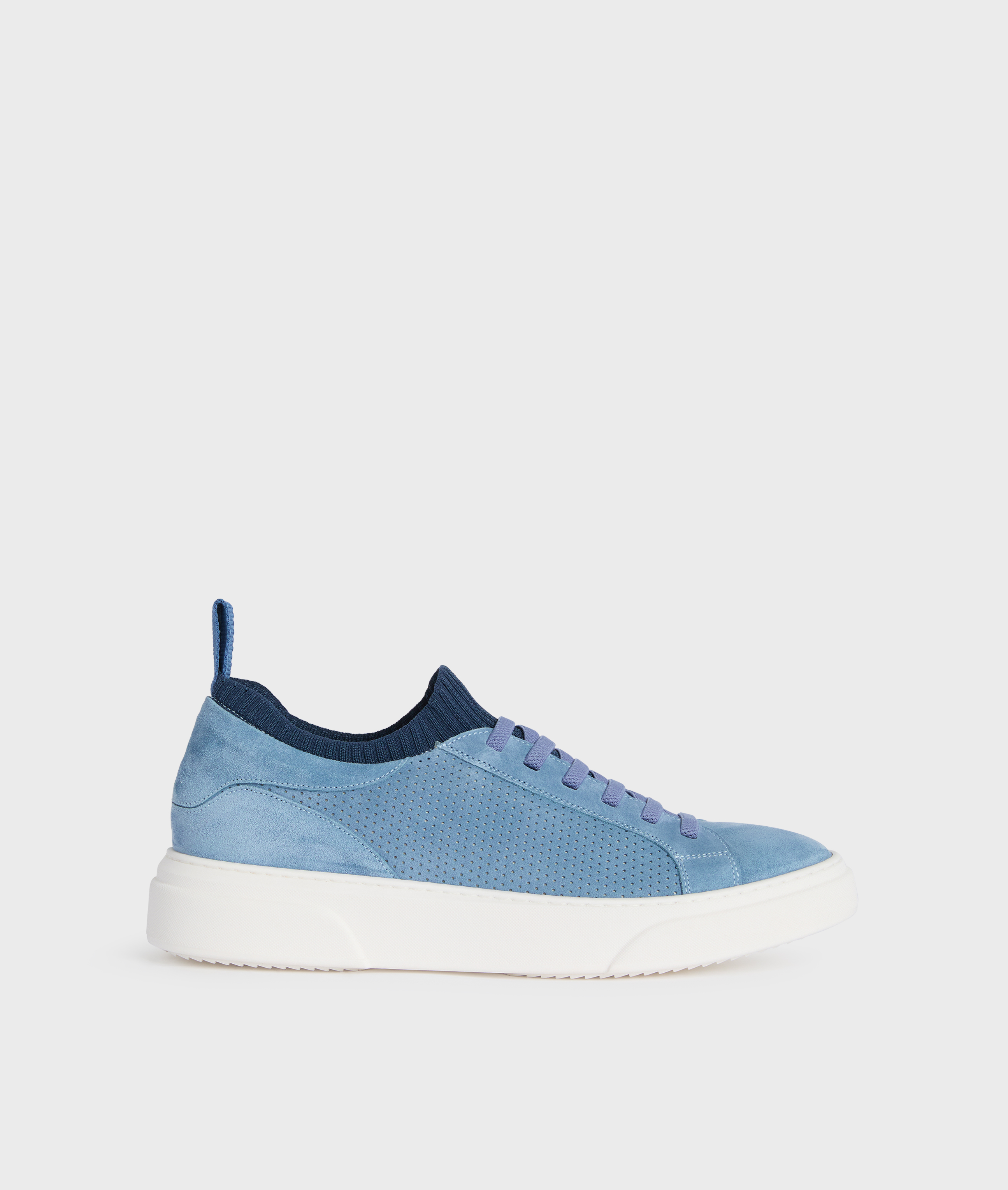 light blue calfskin sneakers with elastic ankle edge and elastic