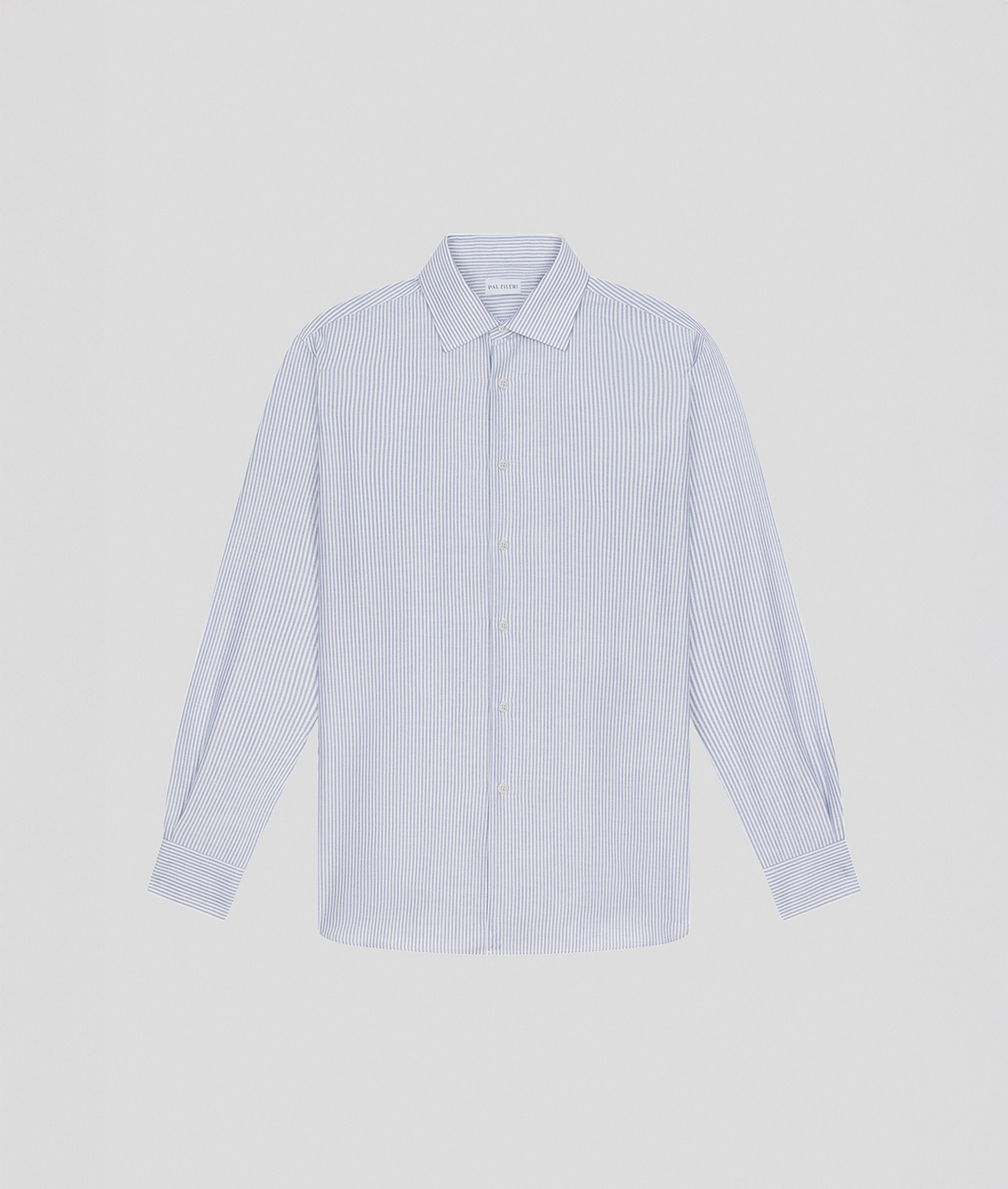 Camicia A Righe Effetto Mouliné Collo Milano Light Blue - Pal Zileri | Official Website