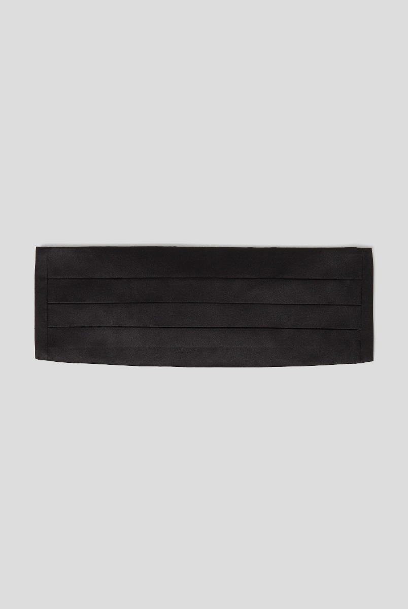 Cummerbund in Silk Satin Pleated with Adjustable Length Black | Pal Zileri