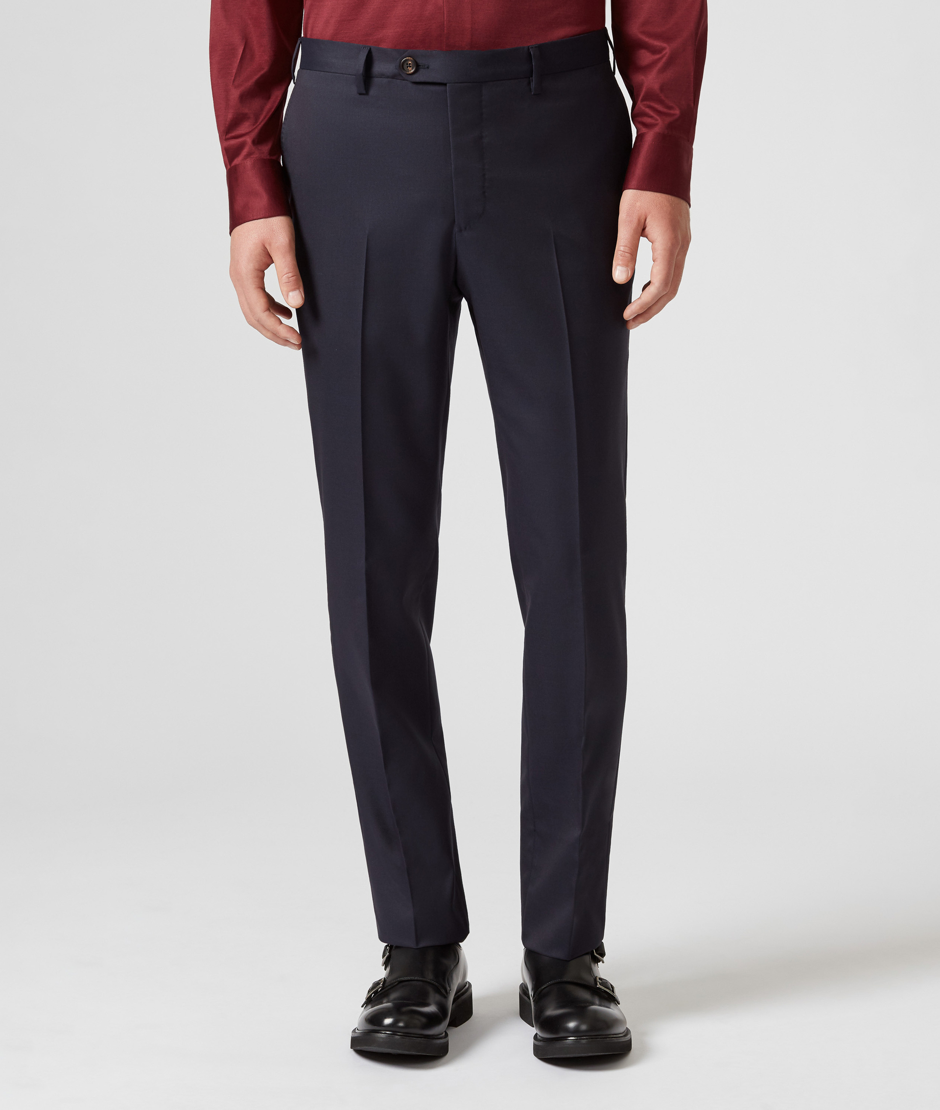 Classic Pants in Pure Wool with Front Crease Navy Blue | Pal Zileri