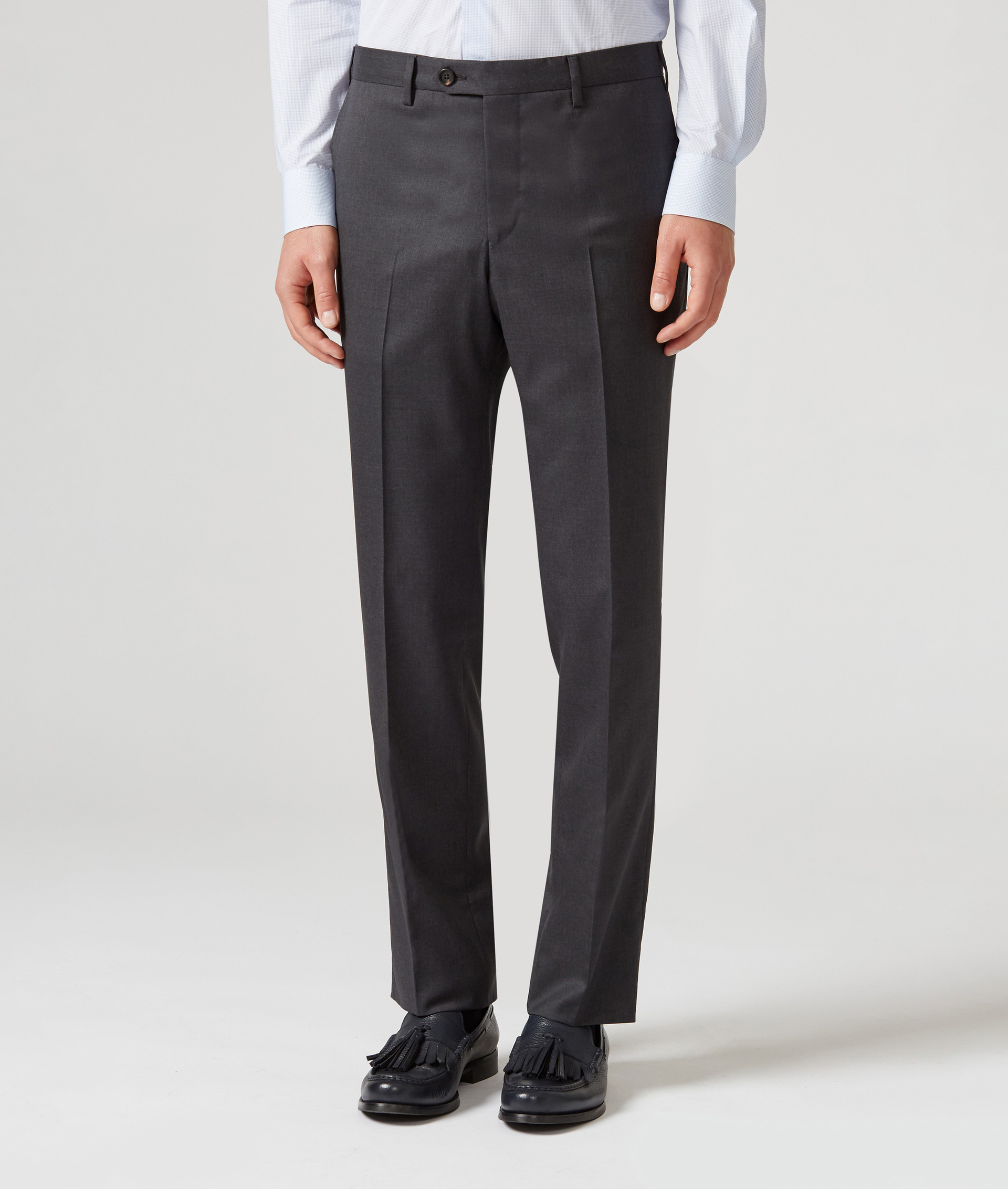 Classic Pants in Pure Wool with Front Crease Dark Grey | Pal Zileri