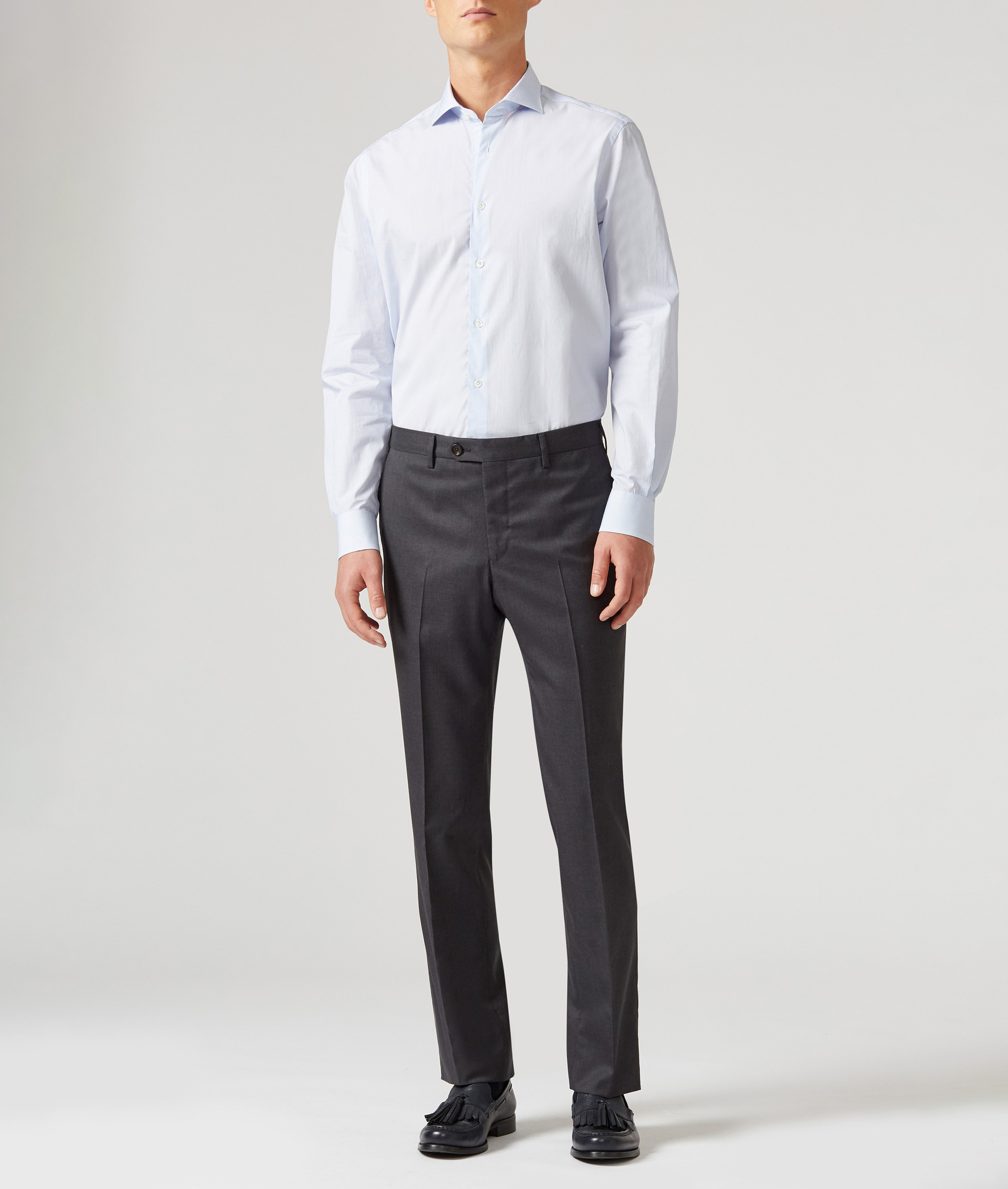 Classic Pants in Pure Wool with Front Crease Dark Grey | Pal Zileri