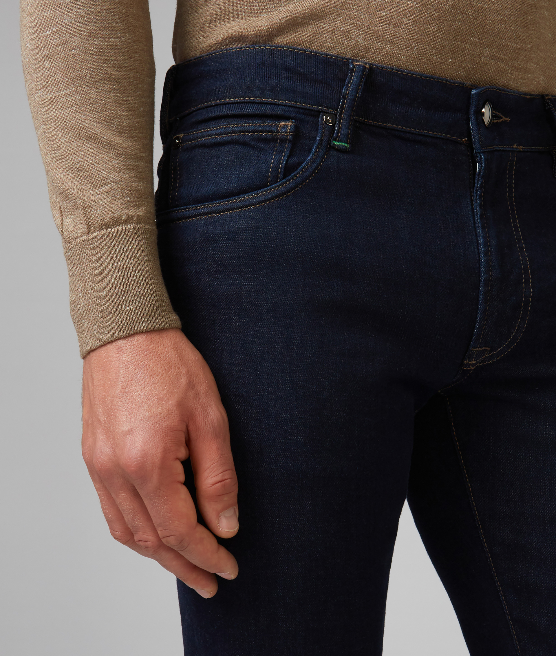 Pantaloni in Denim 5 Tasche Effetto Stone Washed Blu Navy | Pal Zileri