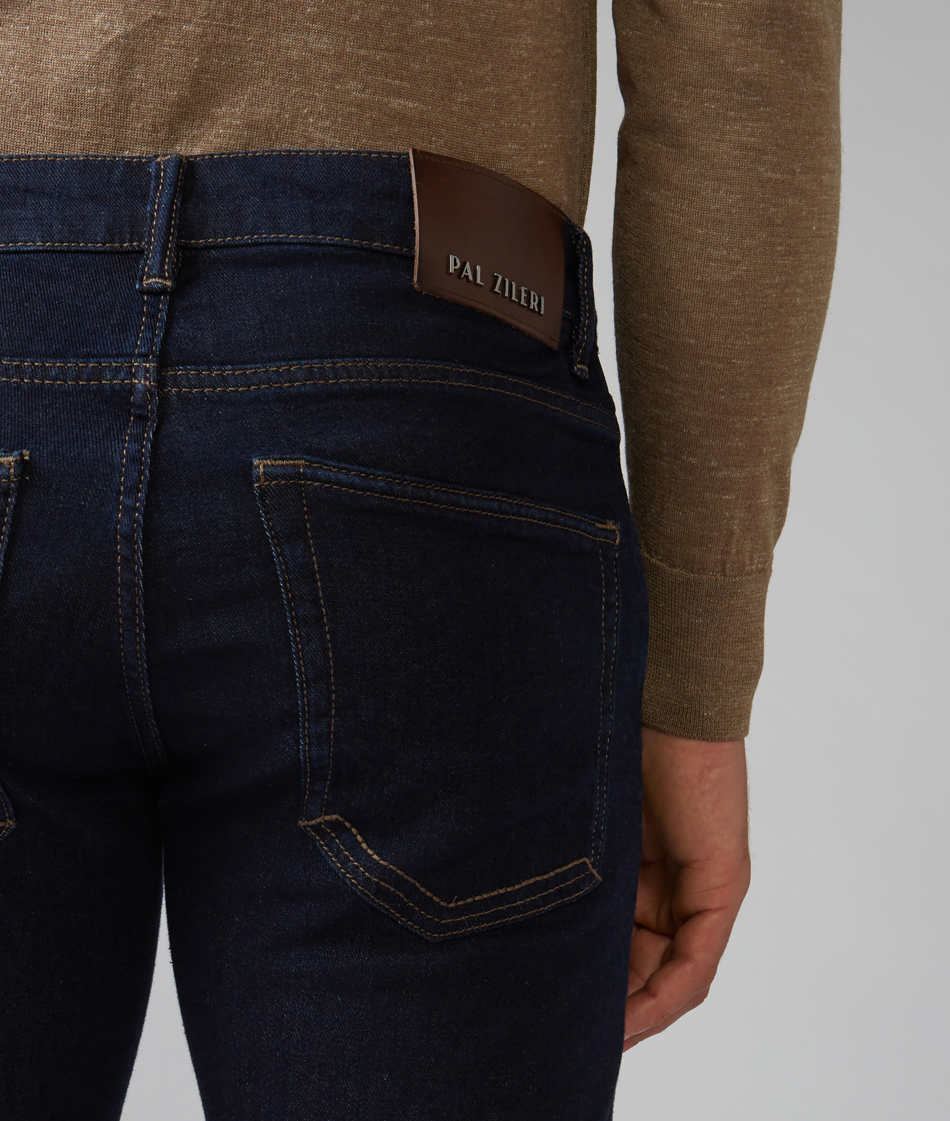 Pantaloni in Denim 5 Tasche Effetto Stone Washed Blu Navy | Pal Zileri