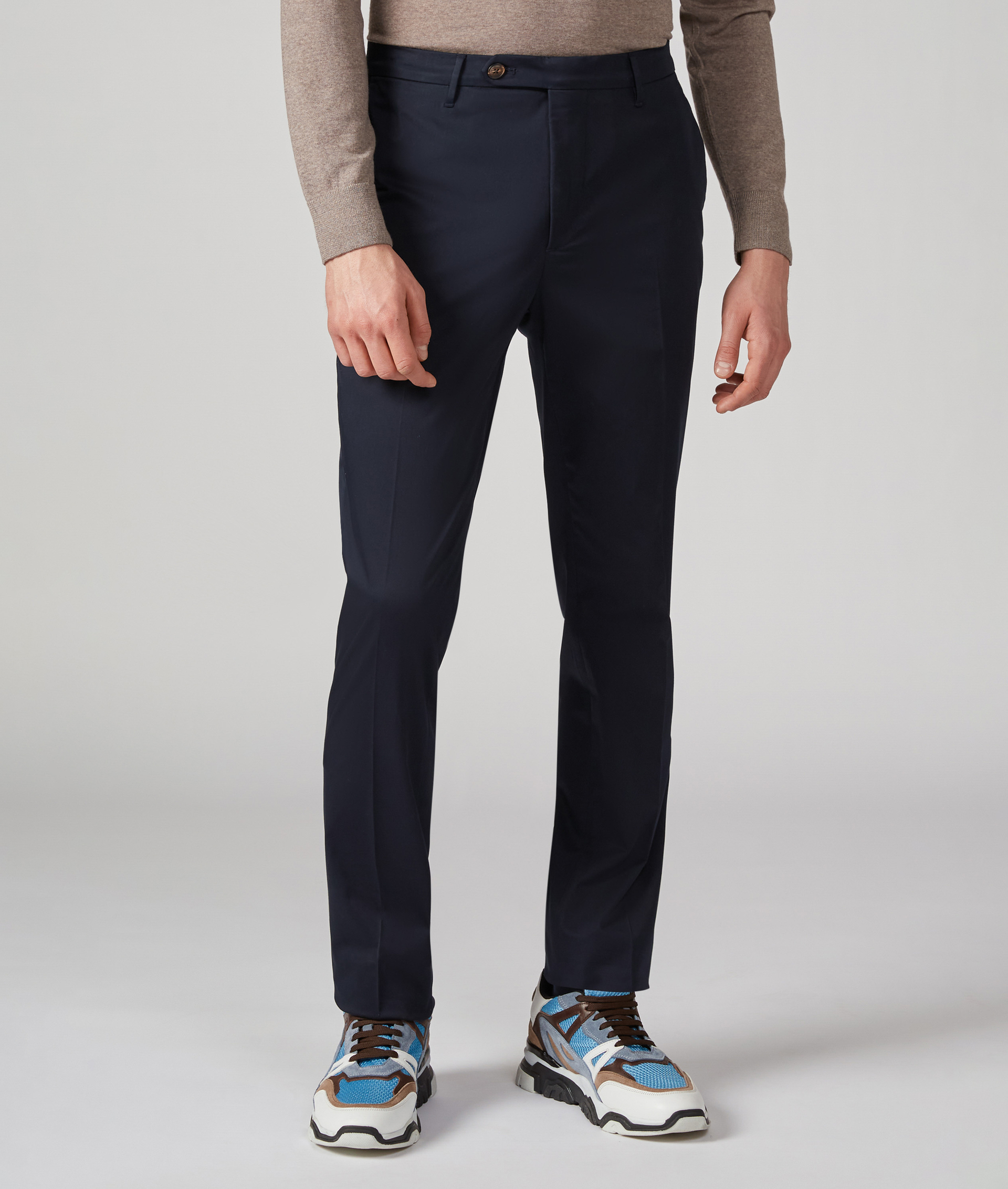 Chino Pants in Stretch Cotton Slim Fit Navy Blue | Pal Zileri