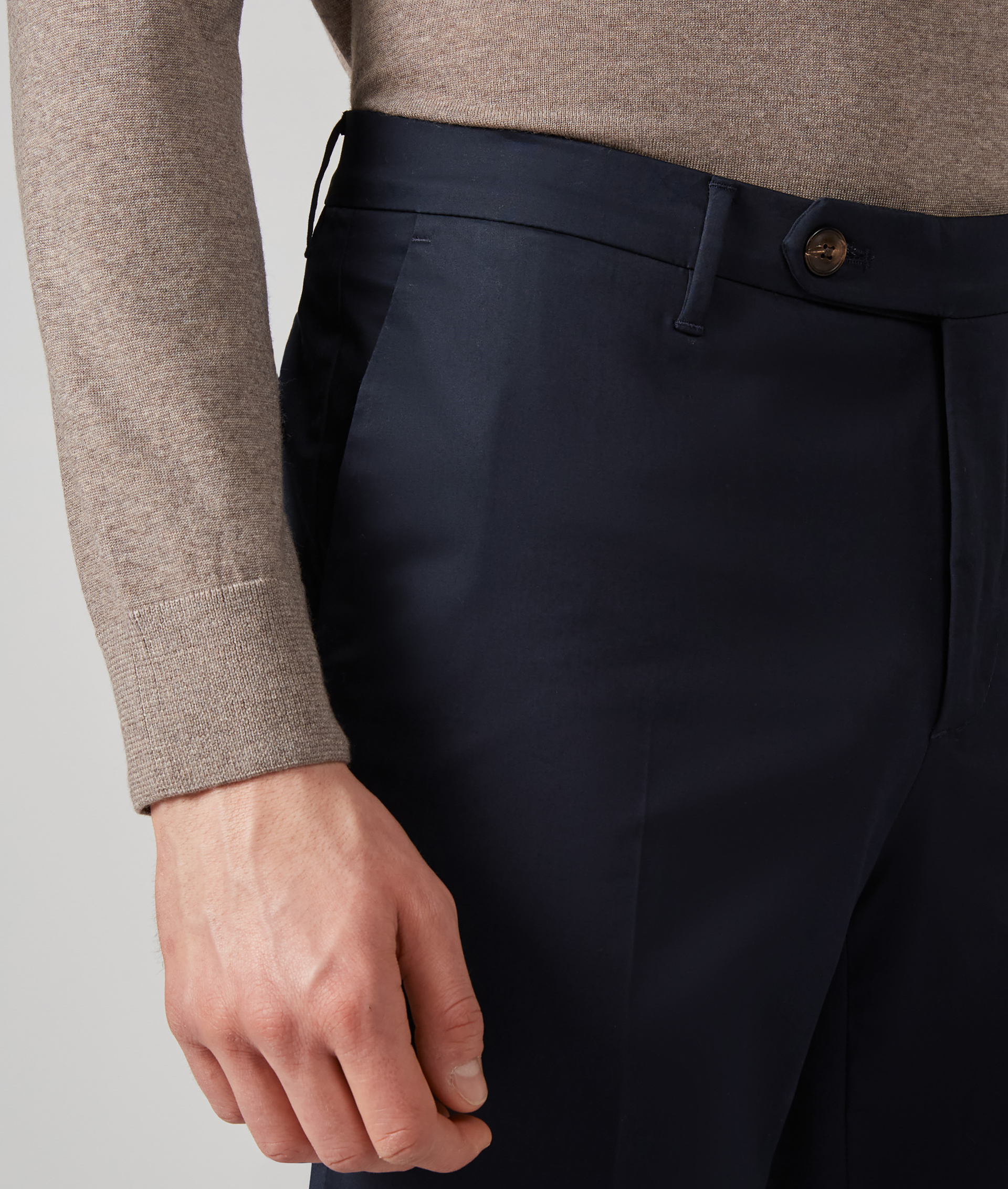 Chino Pants in Stretch Cotton Slim Fit Navy Blue | Pal Zileri
