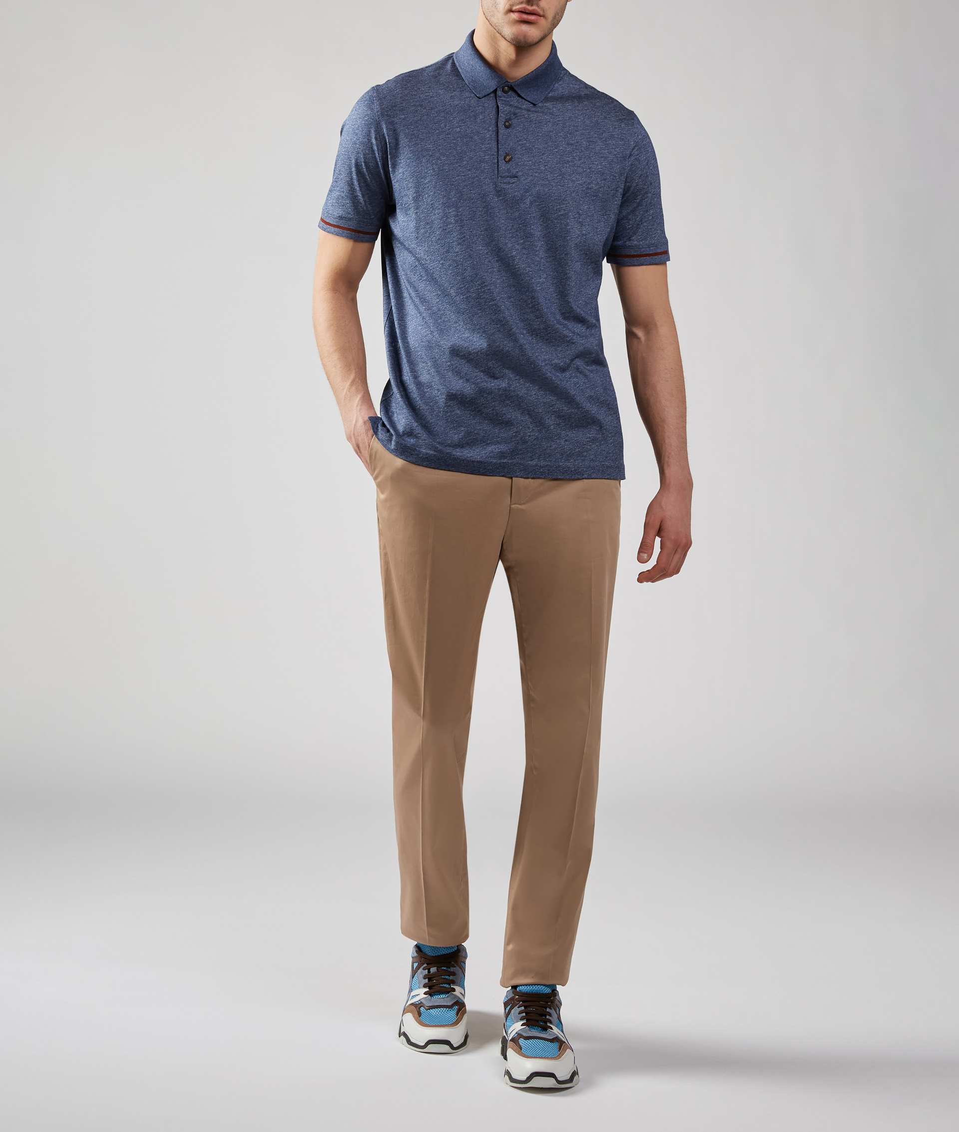 Chino Pants in Stretch Cotton Slim Fit Light Brown | Pal Zileri