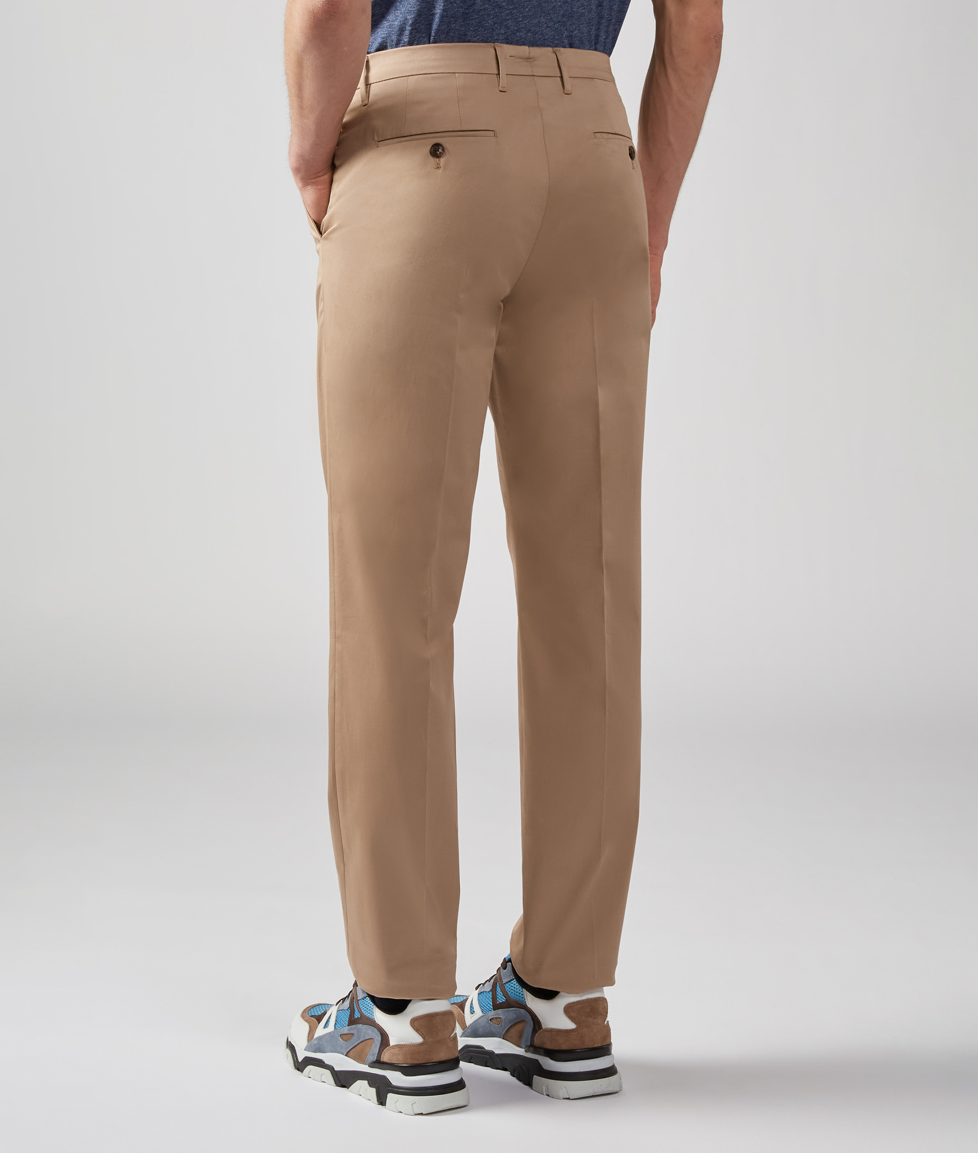Chino Pants in Stretch Cotton Slim Fit Light Brown | Pal Zileri
