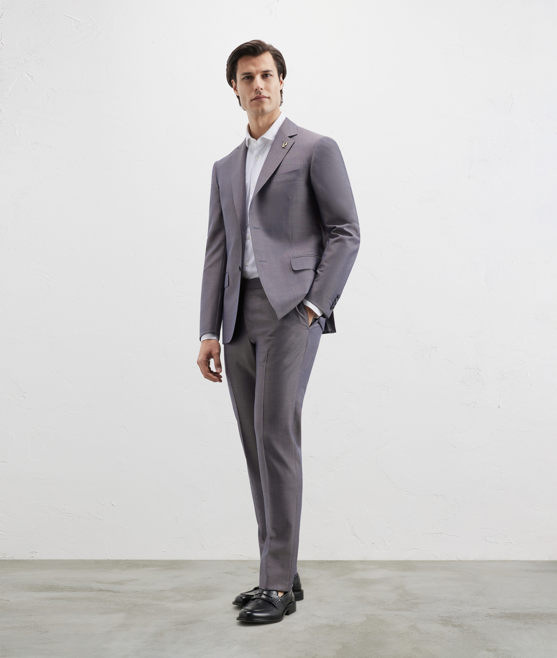 Key Suit In Wool Mohair And Technical Fabric With Melange Pattern Blue | Pal Zileri