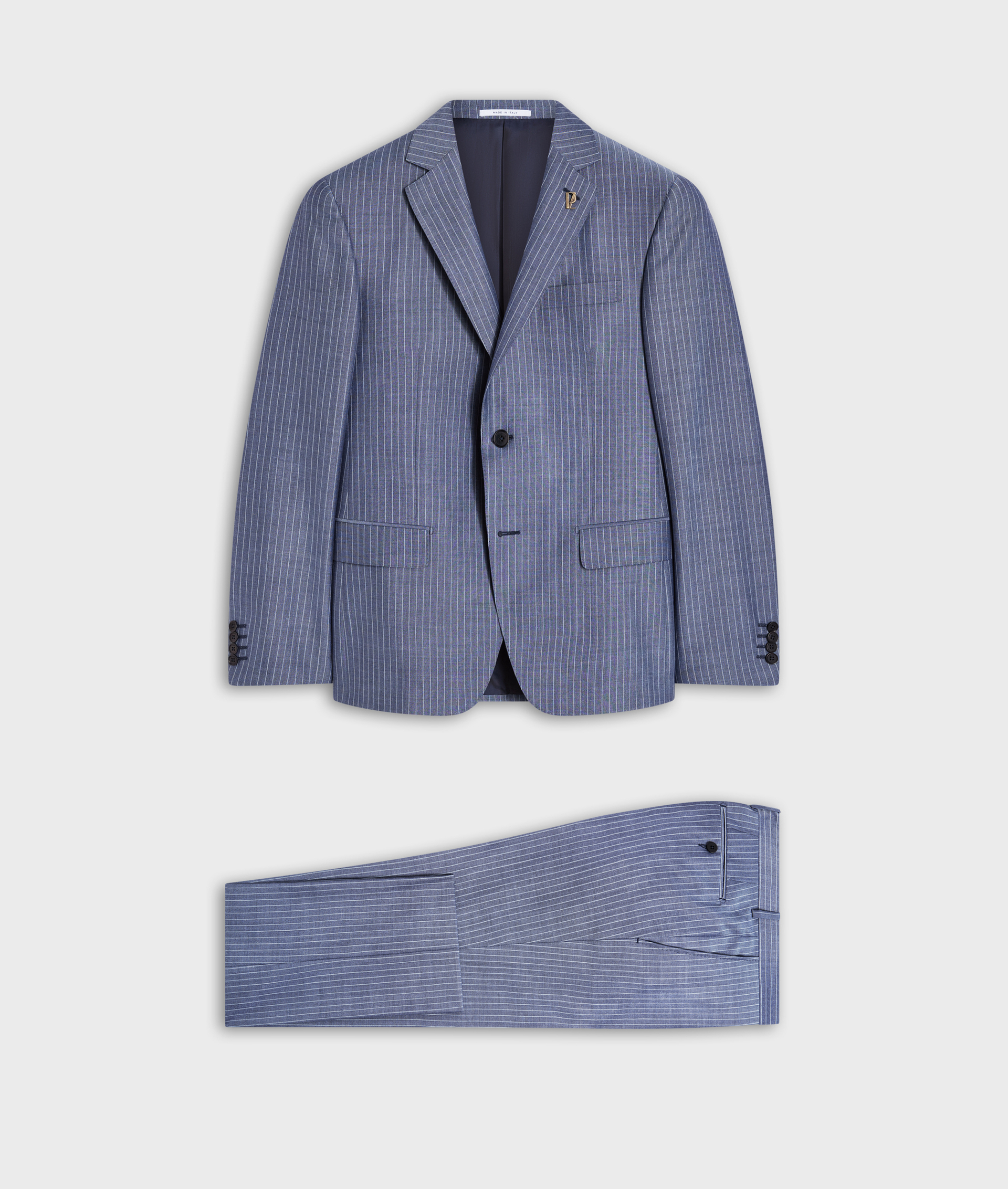 Key Suit In Wool Mohair And Technical Fabric With Melange Pinstripe Pattern Blue | Pal Zileri