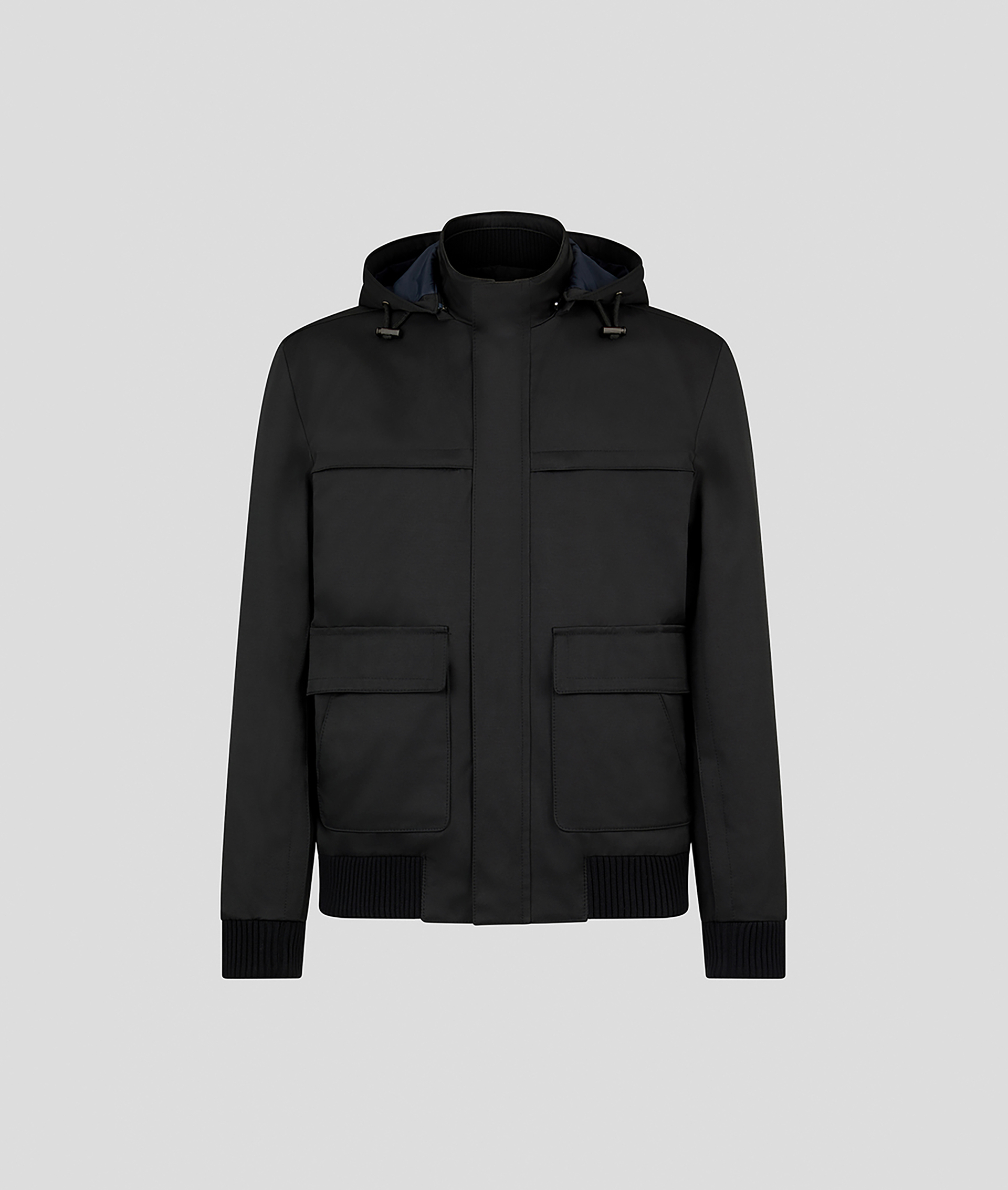 Oyster Field Jacket in Nylon and Cotton with Removable Padding Black | Pal Zileri
