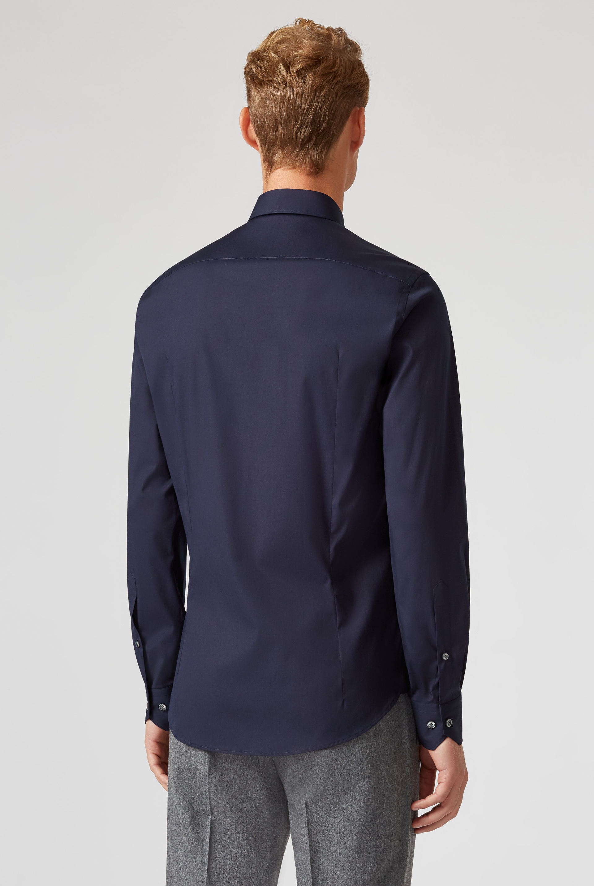 Camicia in Puro Cotone con Collo alla Francese Slim Fit Blu Navy | Pal Zileri