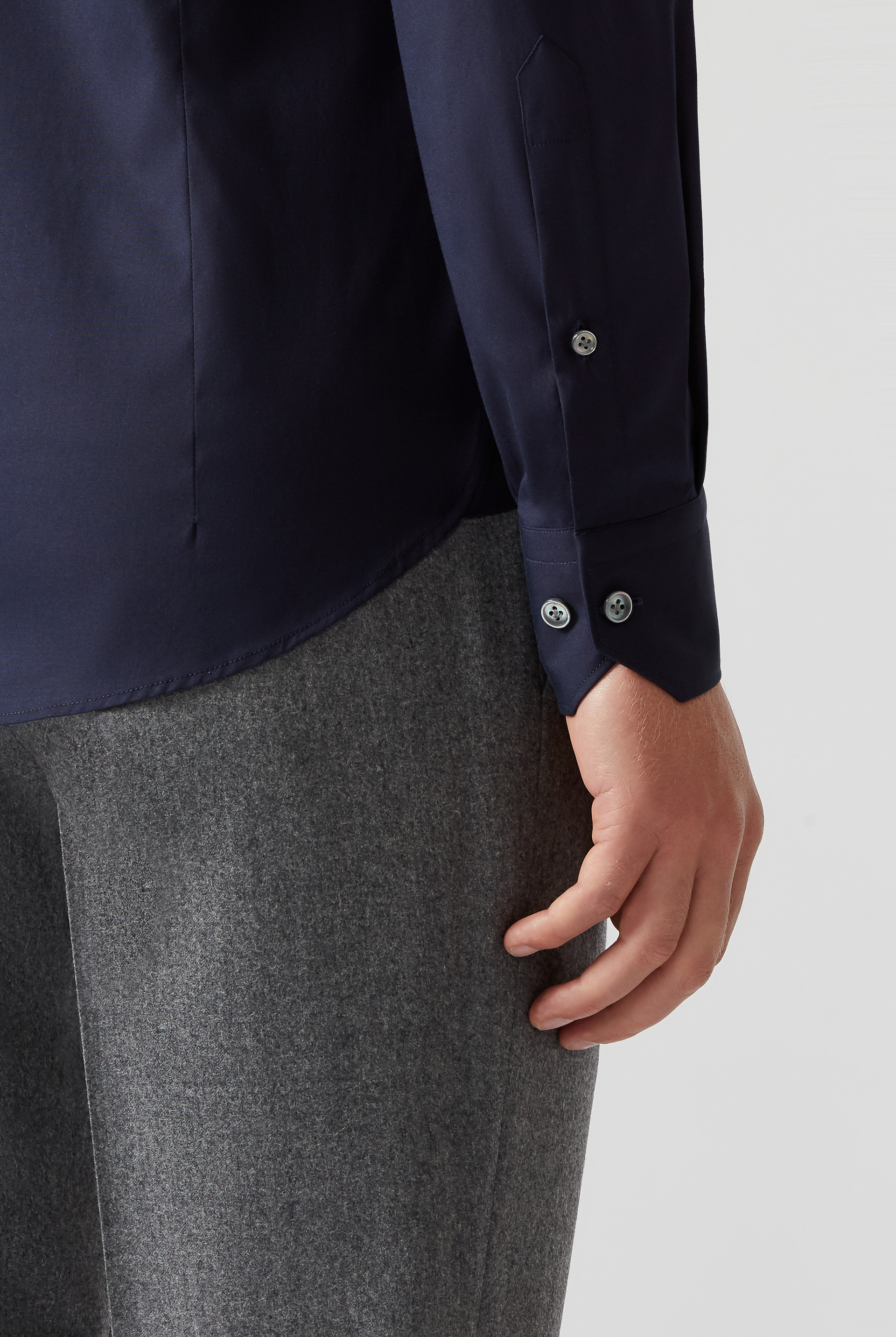 Camicia in Puro Cotone con Collo alla Francese Slim Fit Blu Navy | Pal Zileri