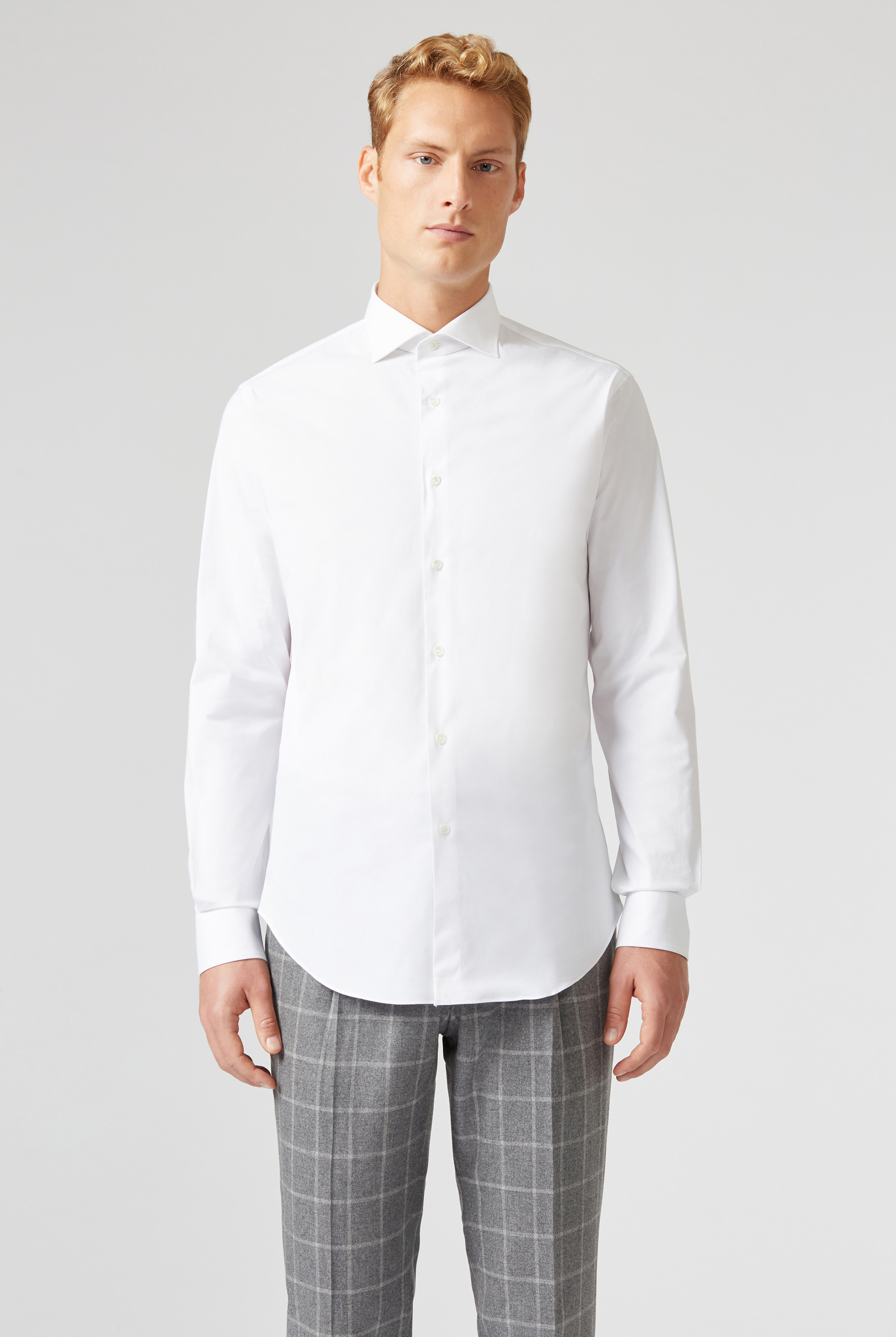 Camicia in Puro Cotone con Collo alla Francese Slim Fit Bianco | Pal Zileri