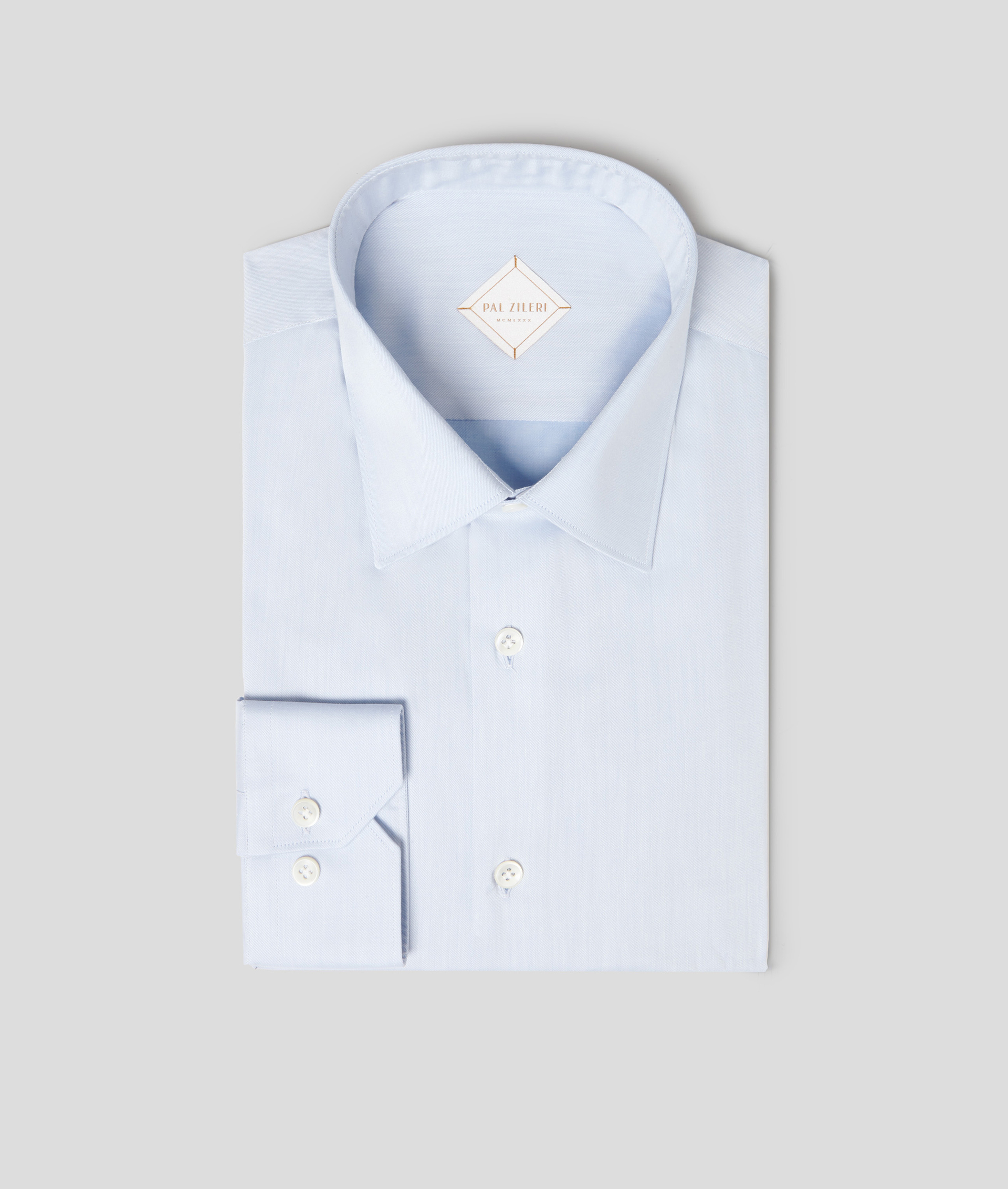 Slim Fit Shirt in Pure Cotton with French Collar Light Blue | Pal Zileri