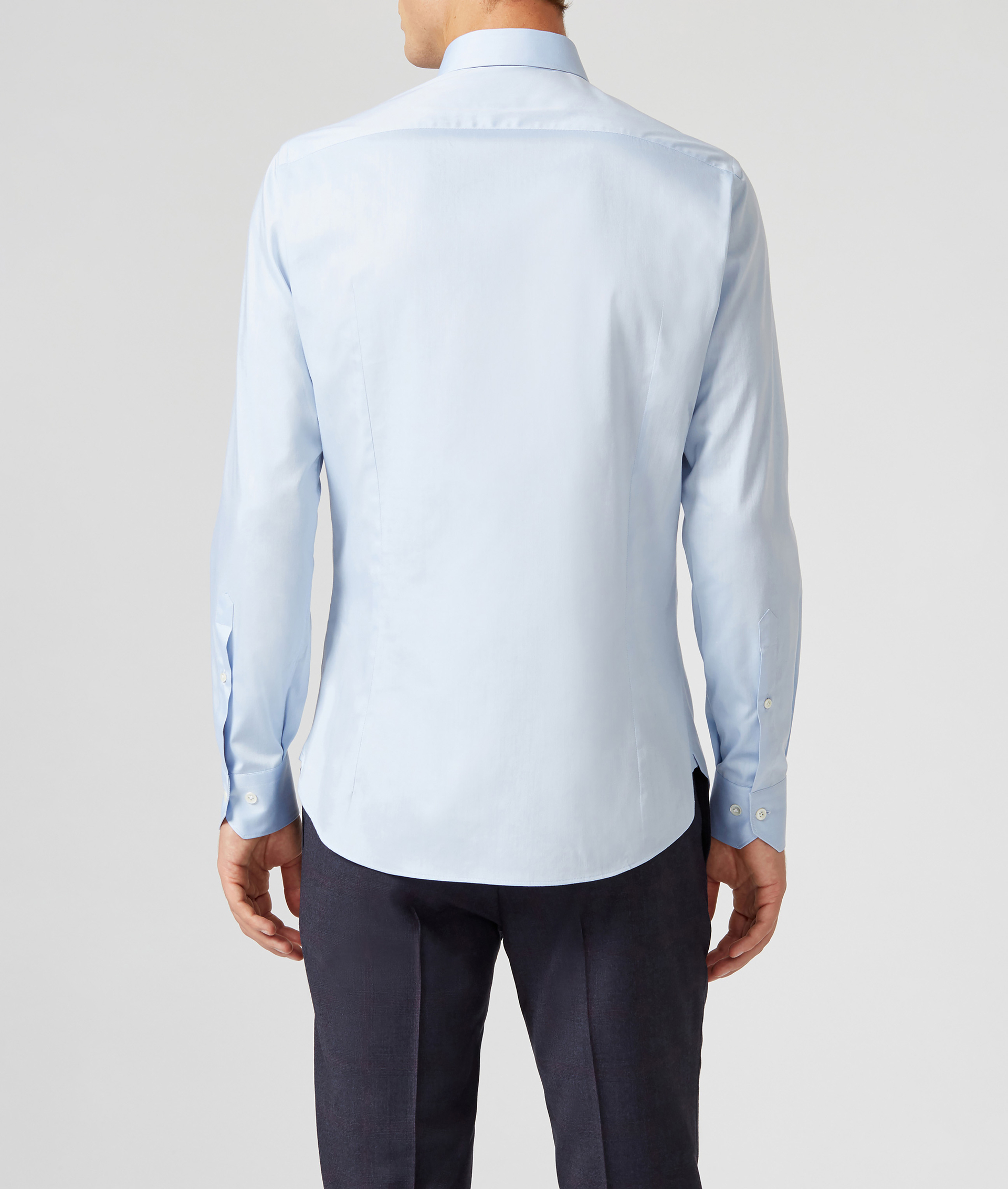 Slim Fit Shirt in Pure Cotton with French Collar Light Blue | Pal Zileri