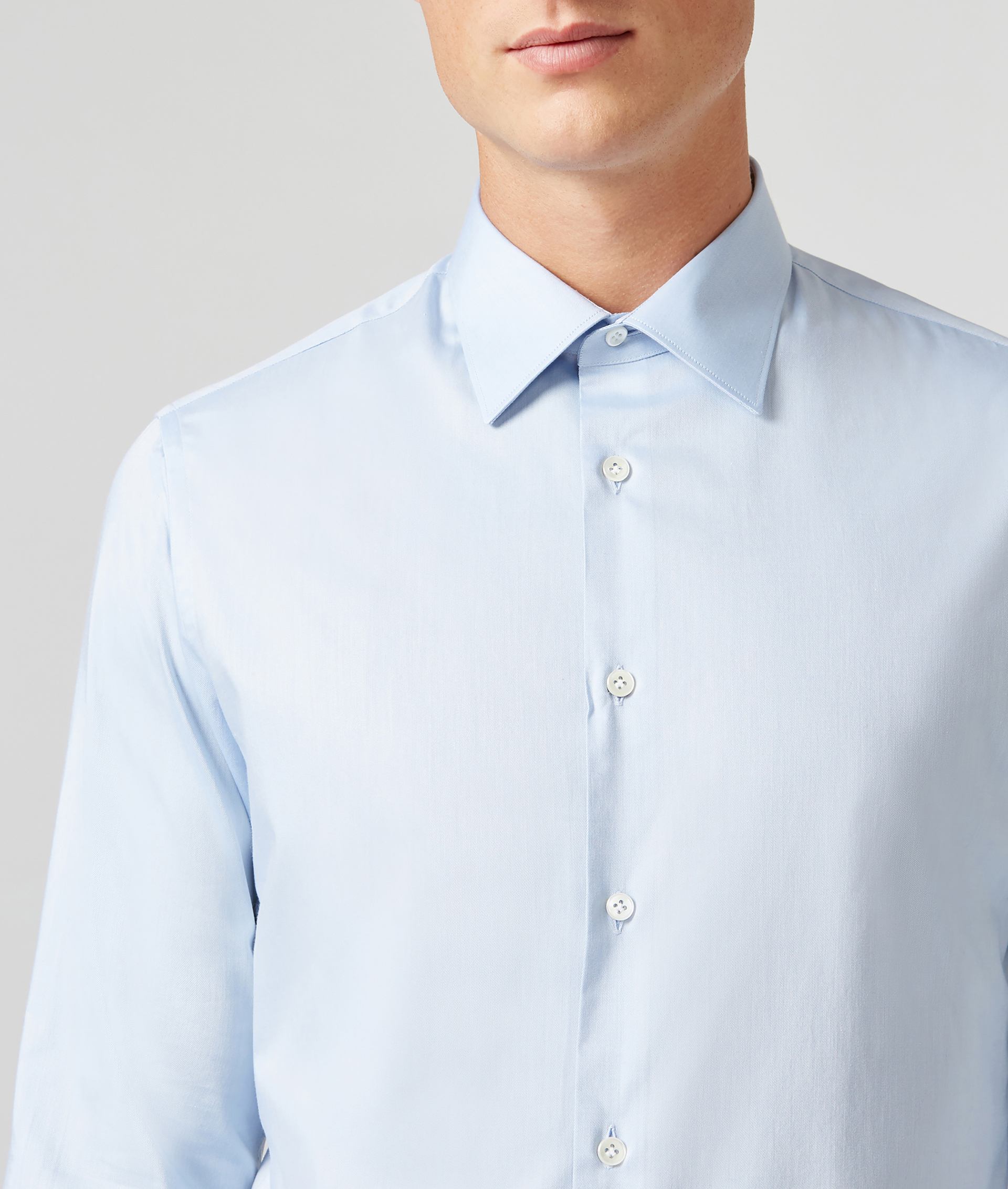 Slim Fit Shirt in Pure Cotton with French Collar Light Blue | Pal Zileri