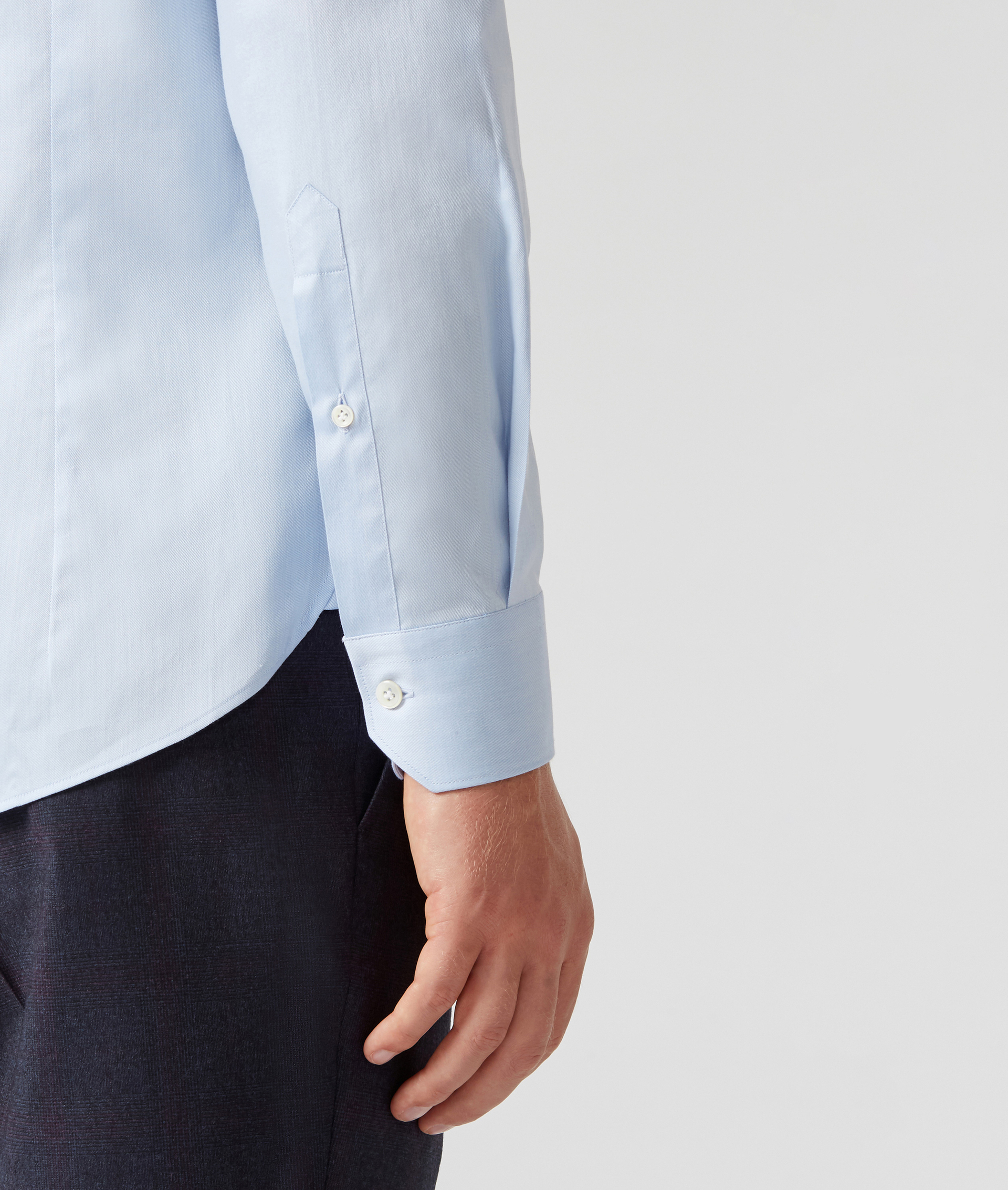 Slim Fit Shirt in Pure Cotton with French Collar Light Blue | Pal Zileri