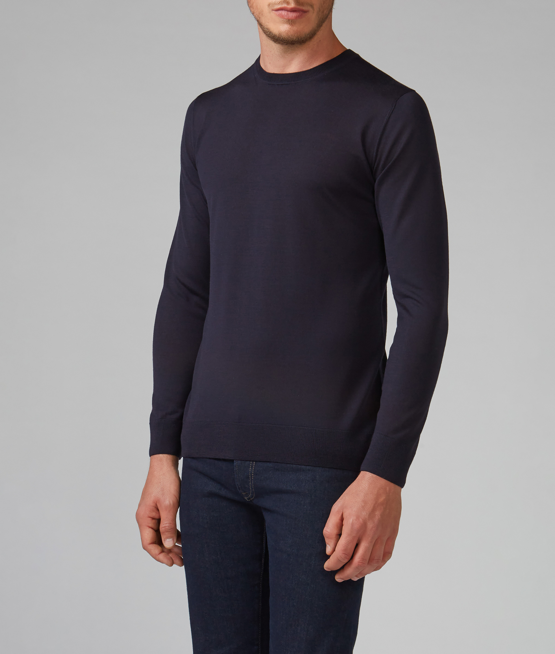 Crewneck Sweater in Virgin Wool Navy Blue | Pal Zileri