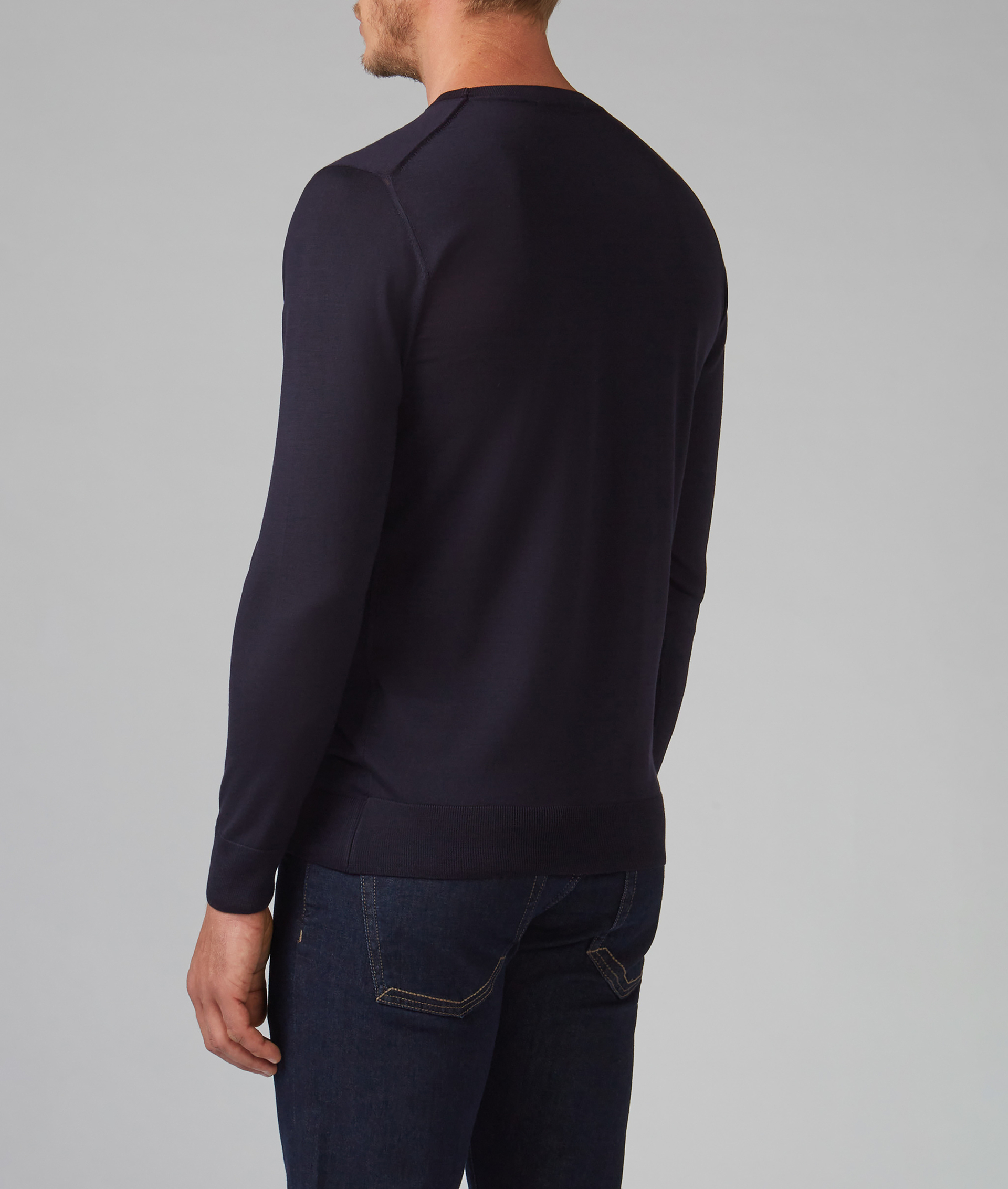 Crewneck Sweater in Virgin Wool Navy Blue | Pal Zileri