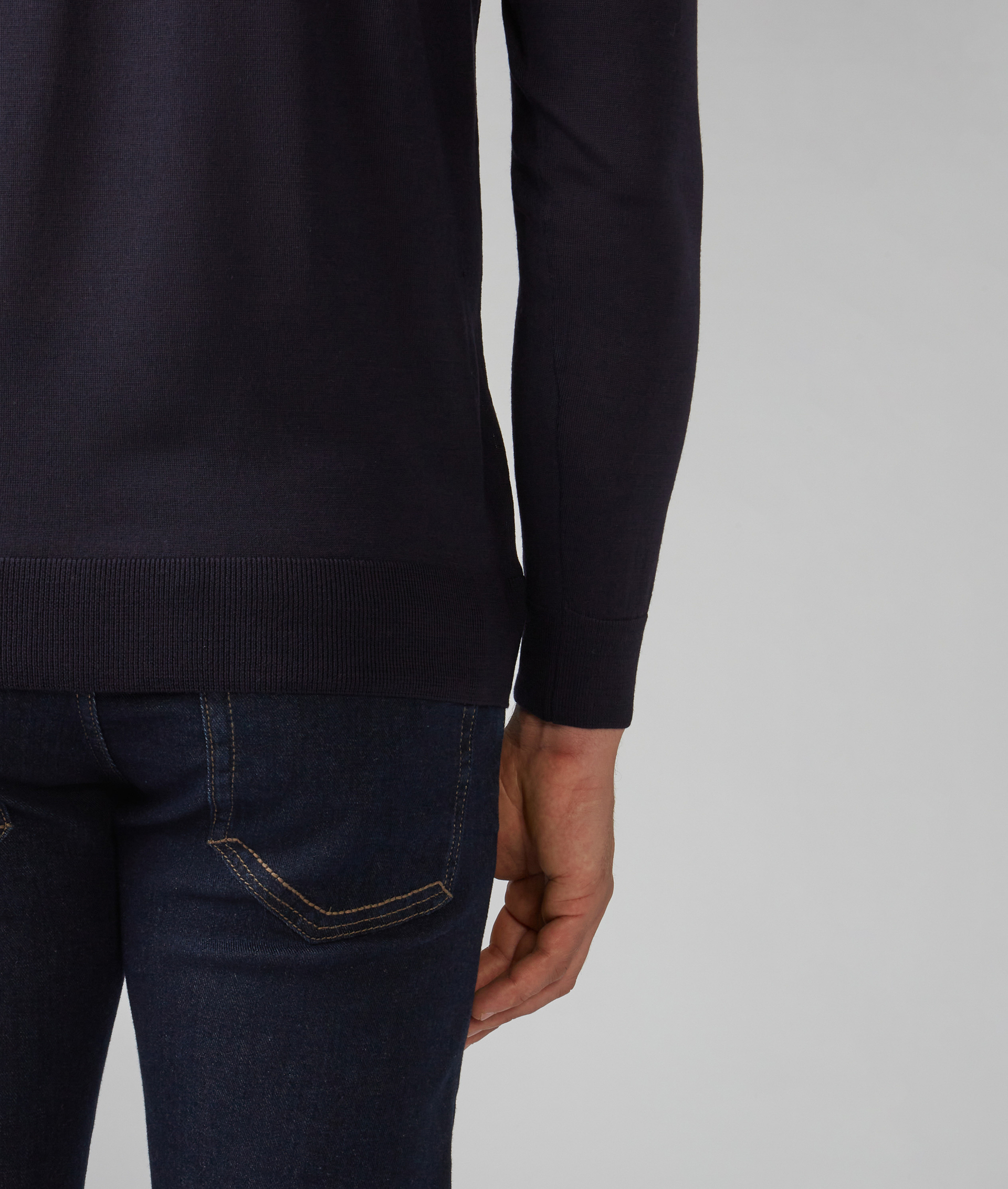 Crewneck Sweater in Virgin Wool Navy Blue | Pal Zileri
