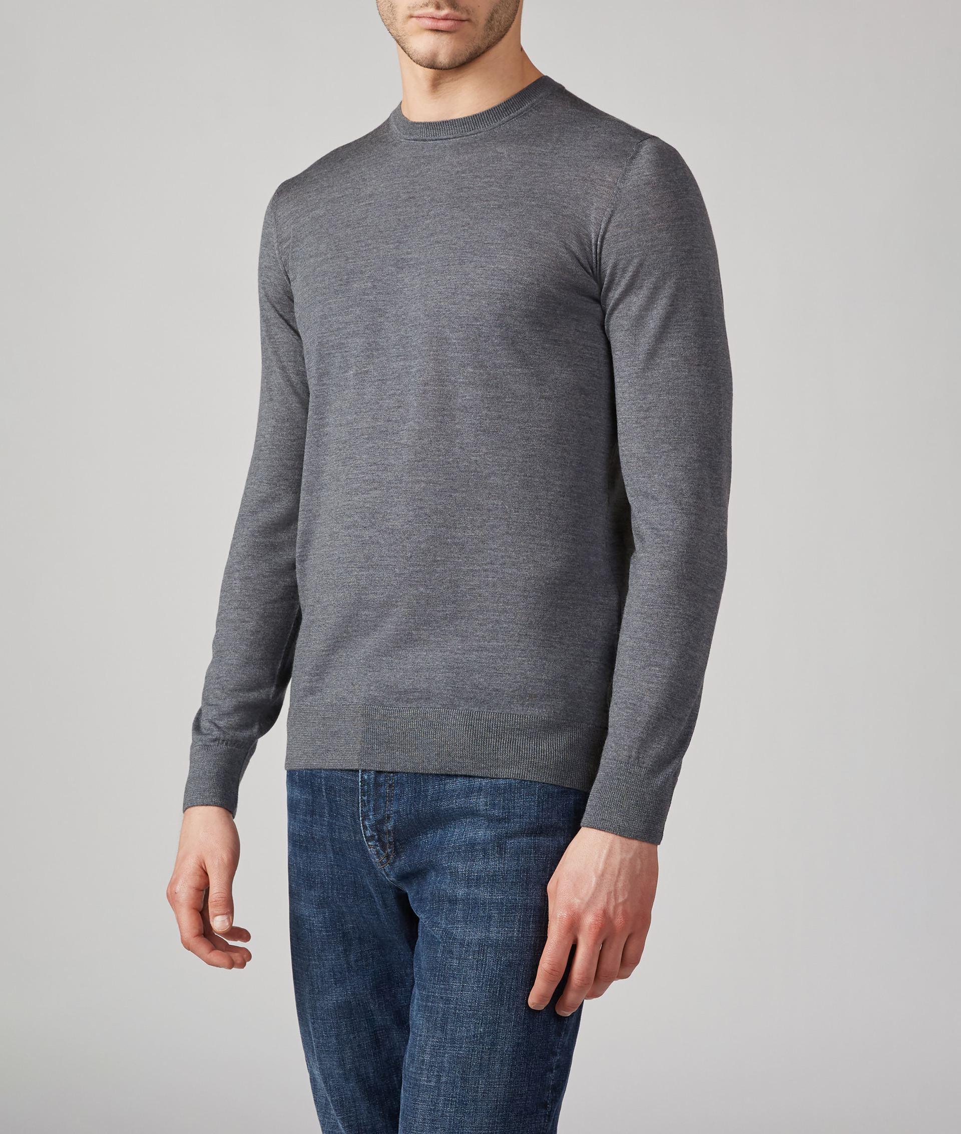 Crewneck Sweater in Virgin Wool Grey | Pal Zileri