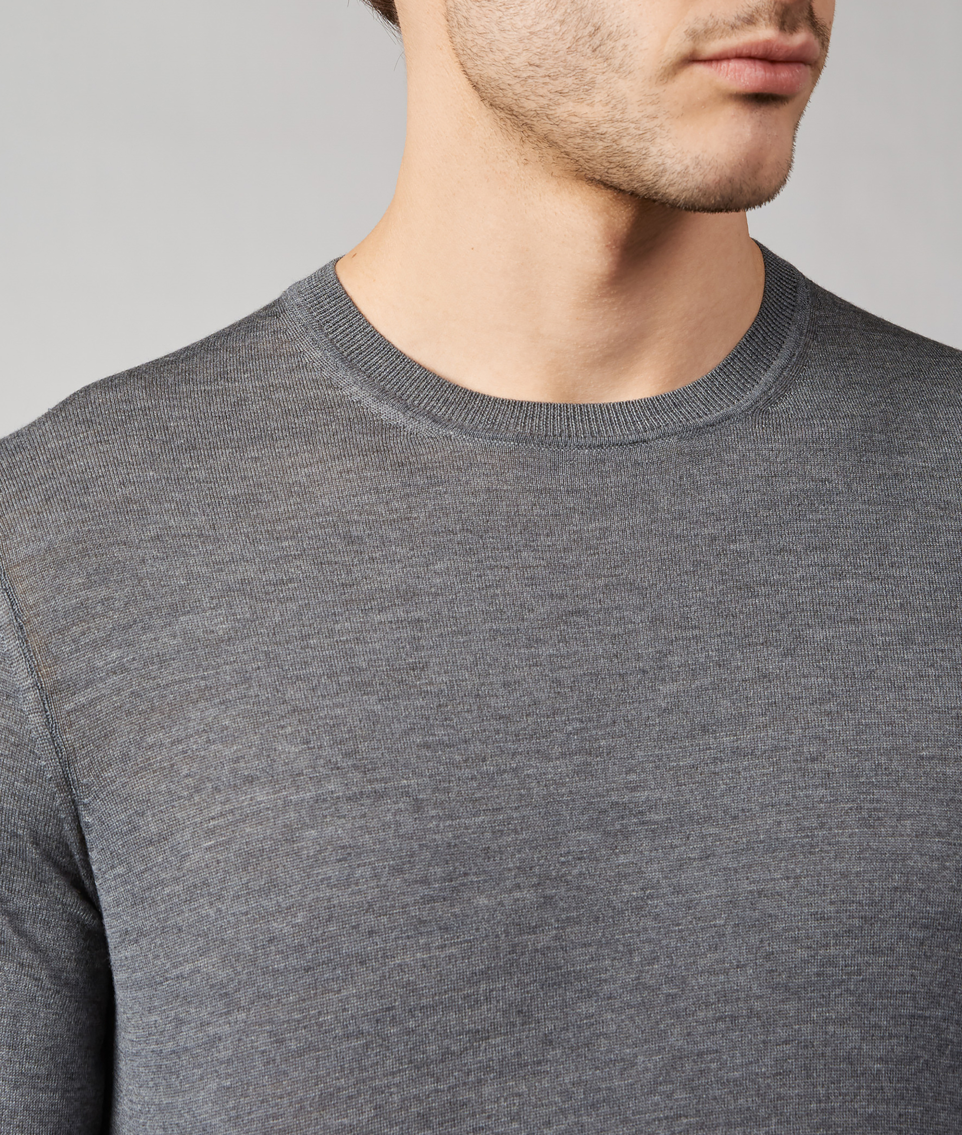 Crewneck Sweater in Virgin Wool Grey | Pal Zileri