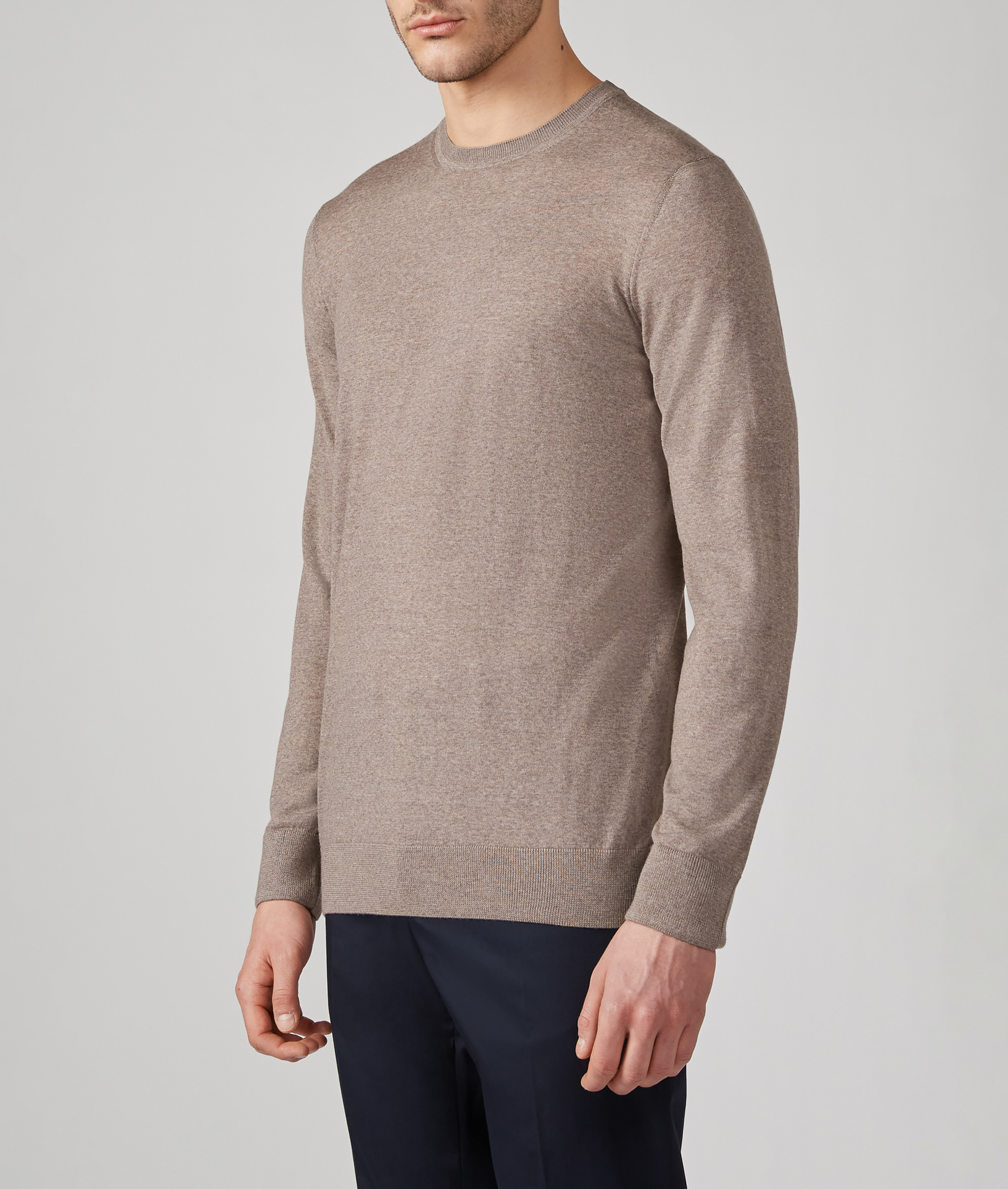 Crewneck Sweater in Virgin Wool Natural | Pal Zileri