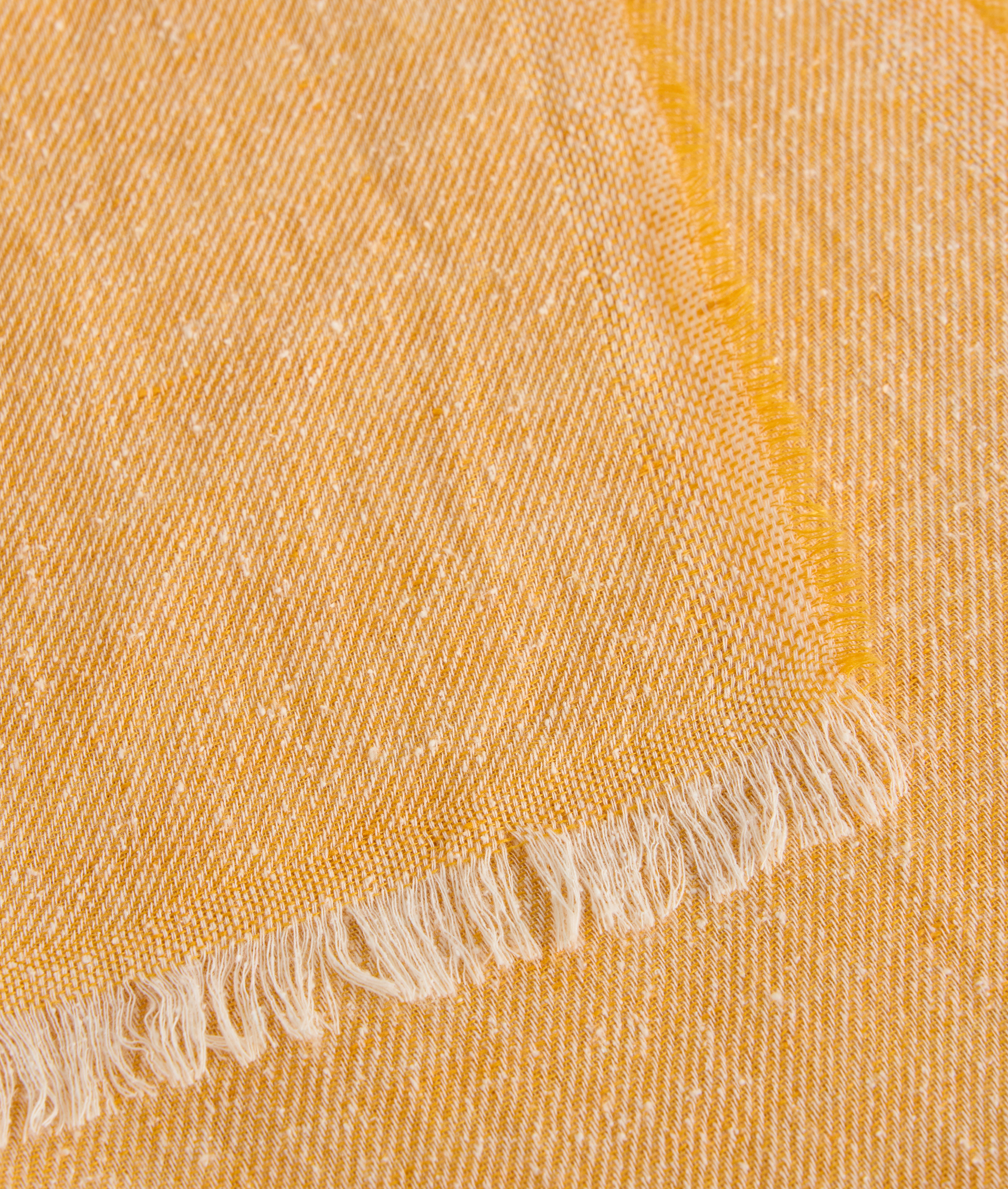 Woven Scarf In Cotton And Linen Mustard | Pal Zileri