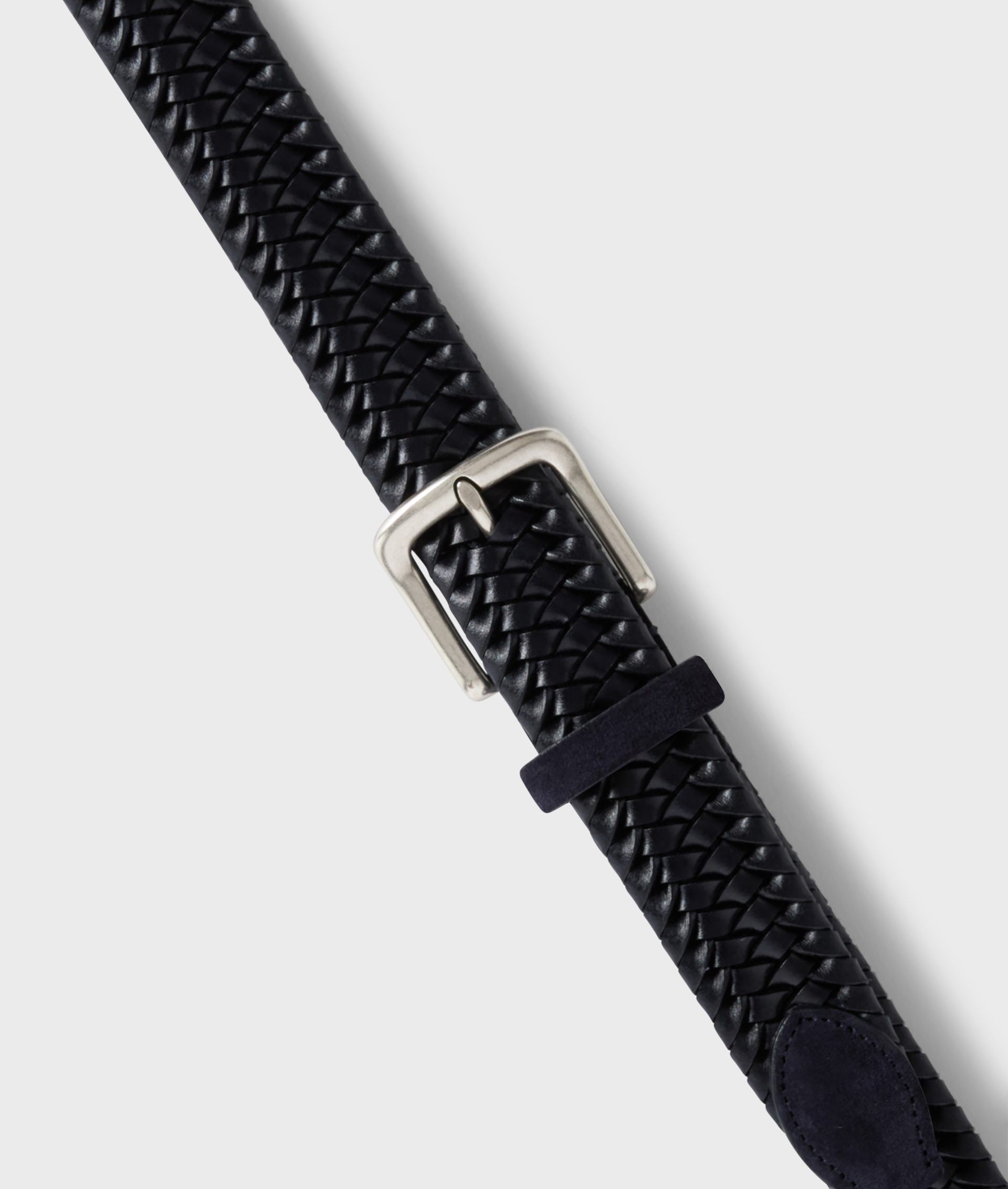 Braided Belt In Leather Navy Blue | Pal Zileri