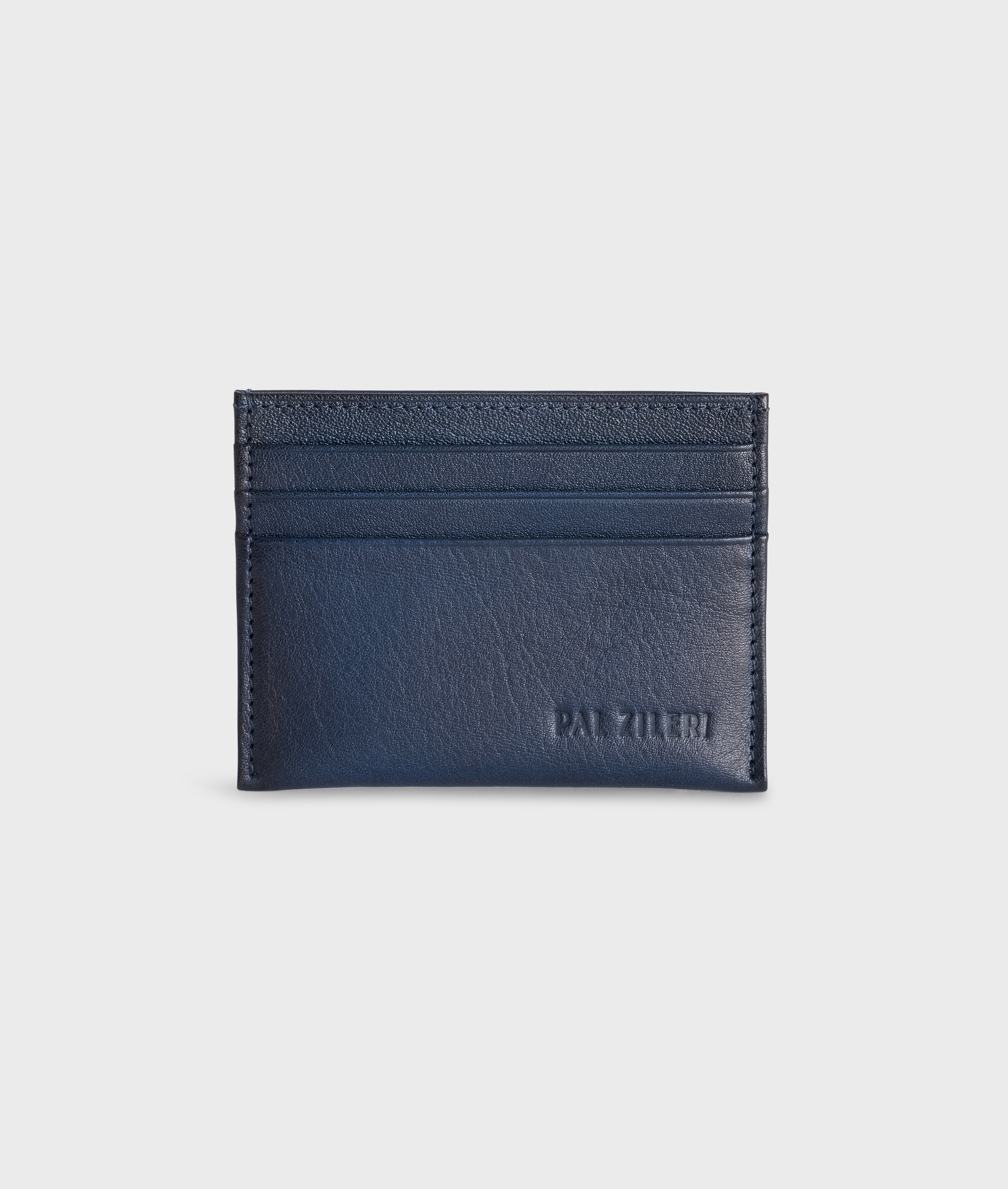 Credit Card Wallet In Vegetable Calfskin With Logo Navy Blue | Pal Zileri