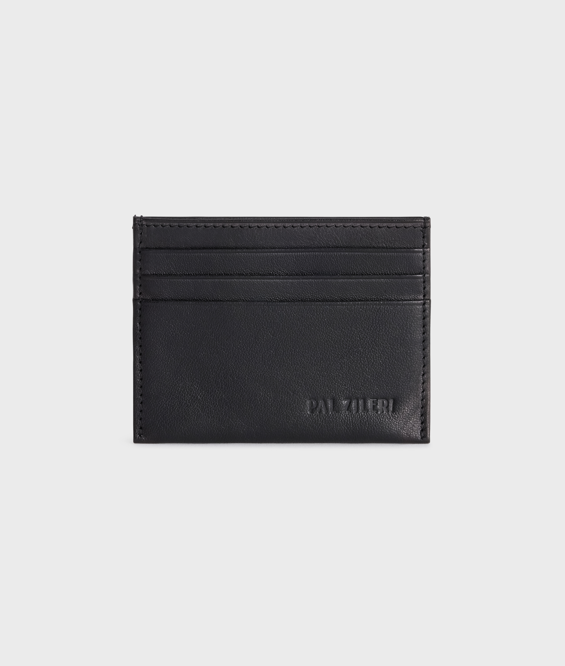 Credit Card Wallet In Vegetable Calfskin With Logo Black | Pal Zileri