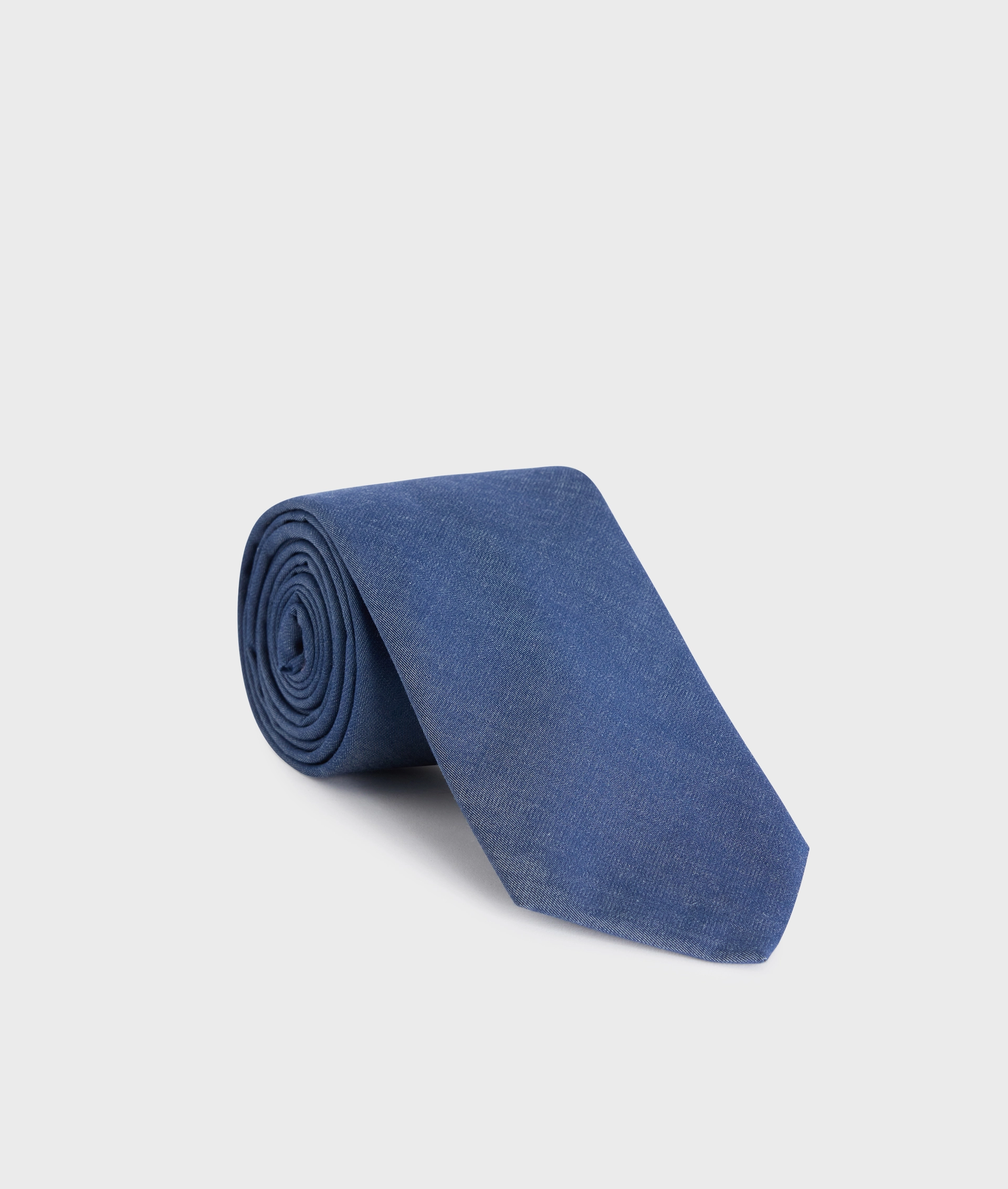 Tie in pure cotton with denim effect navy blue | Pal Zileri