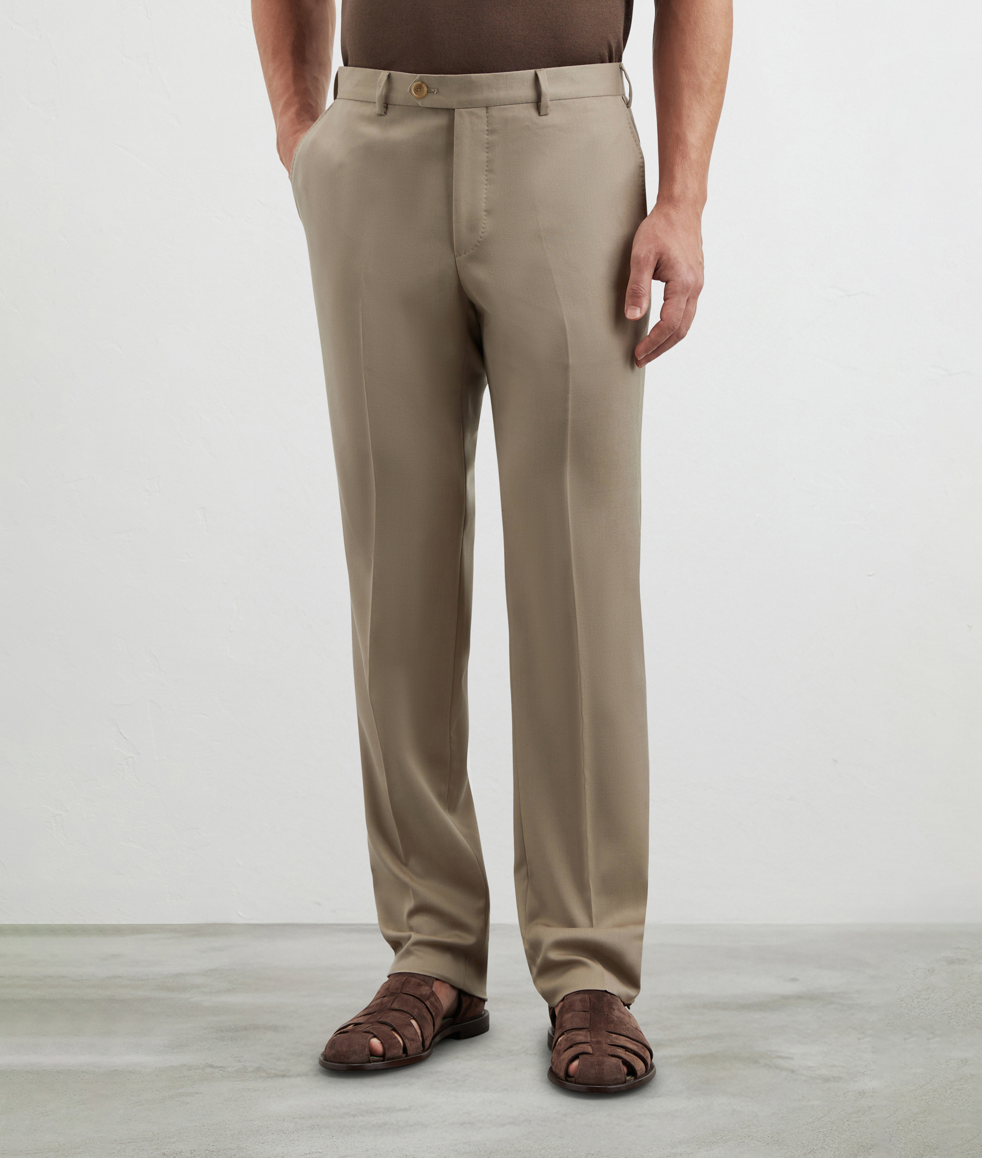 Pants In Wool And Technical Fabric Light Brown | Pal Zileri