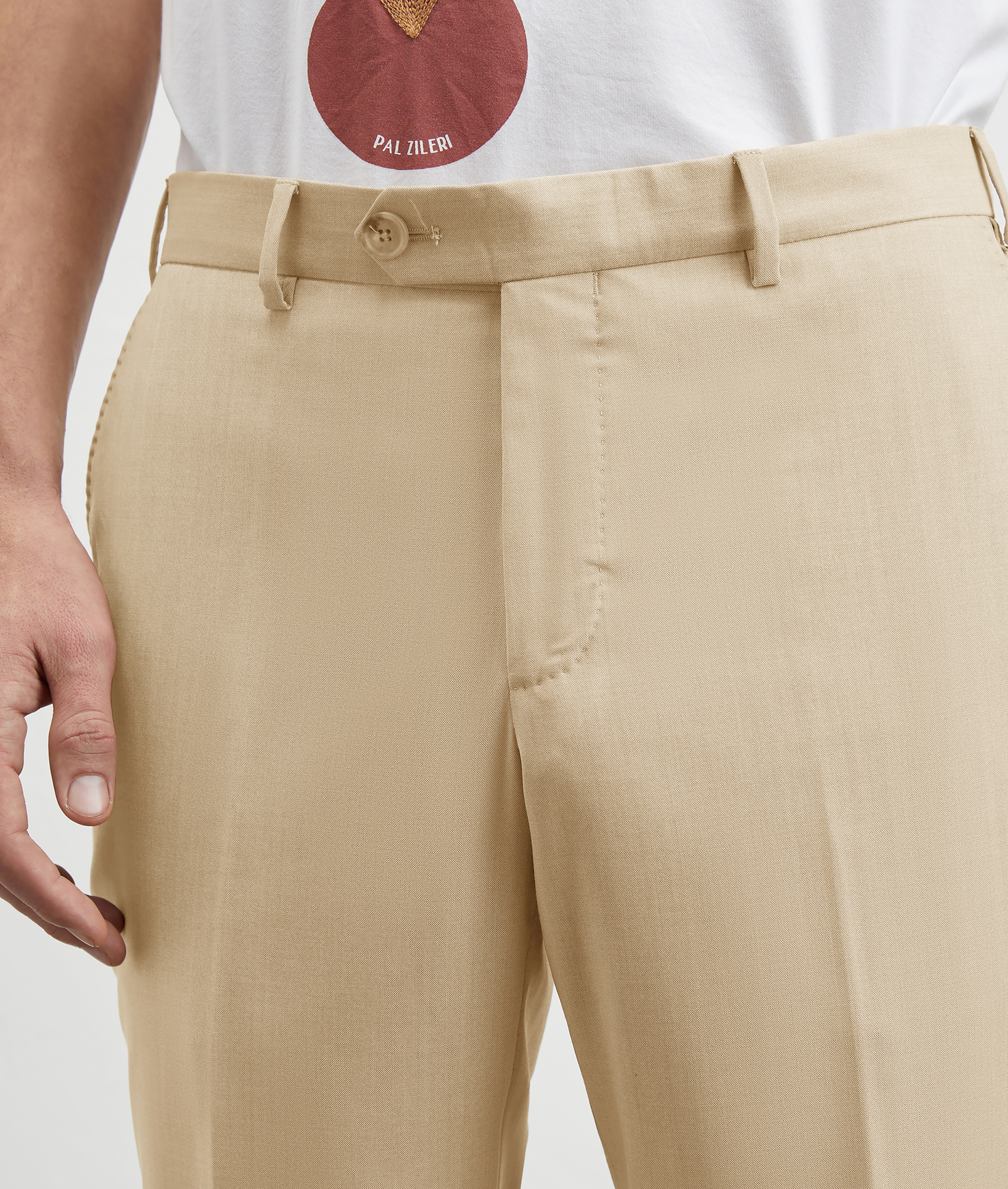 Pants In Wool Melange Stretch Camel | Pal Zileri